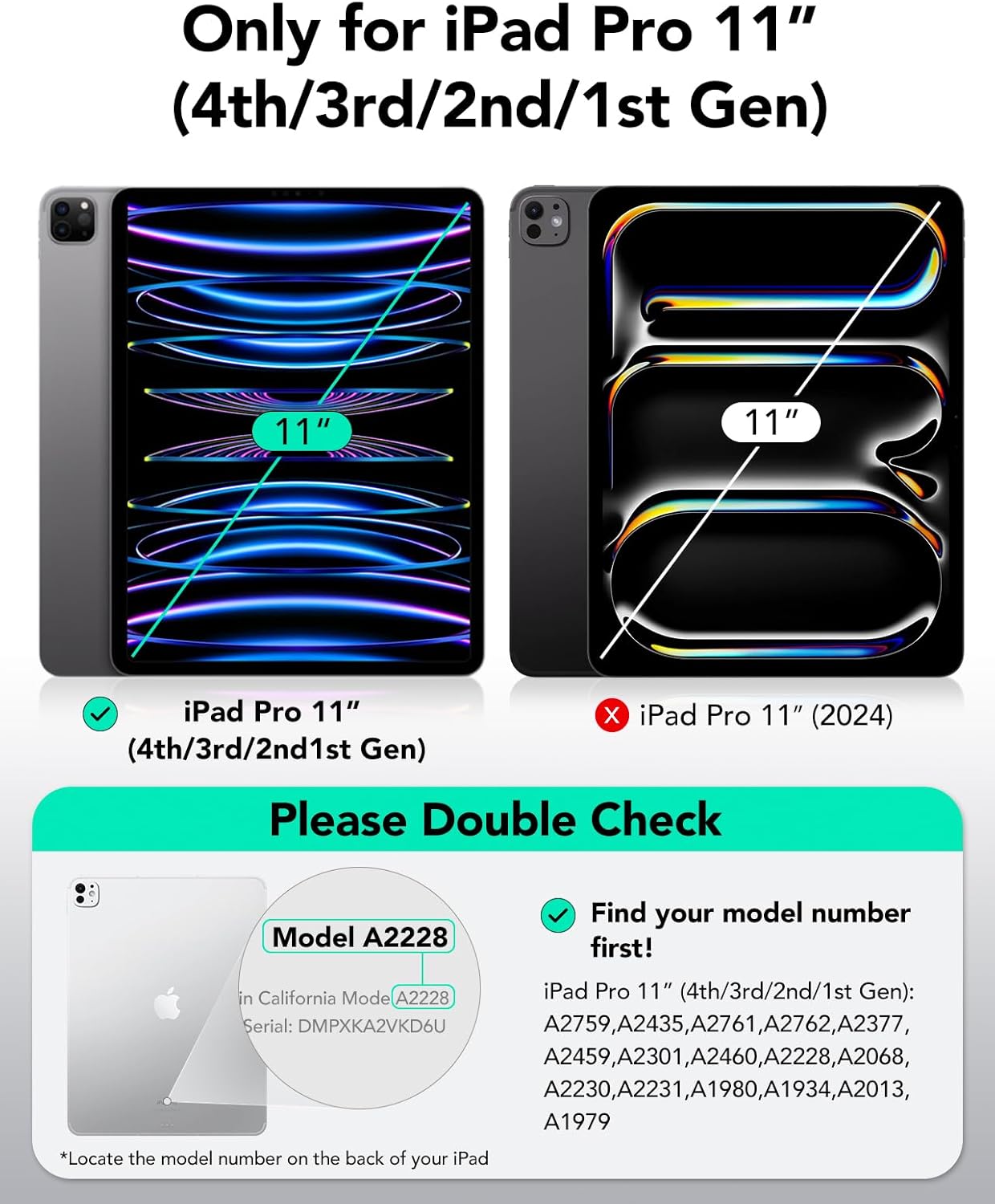 Detalle 2 de ESR Hülle für iPad Pro 11 Zoll (2022/2021/2020) mit Magnetbefestigung und Trifold-Ständer – Schwarz