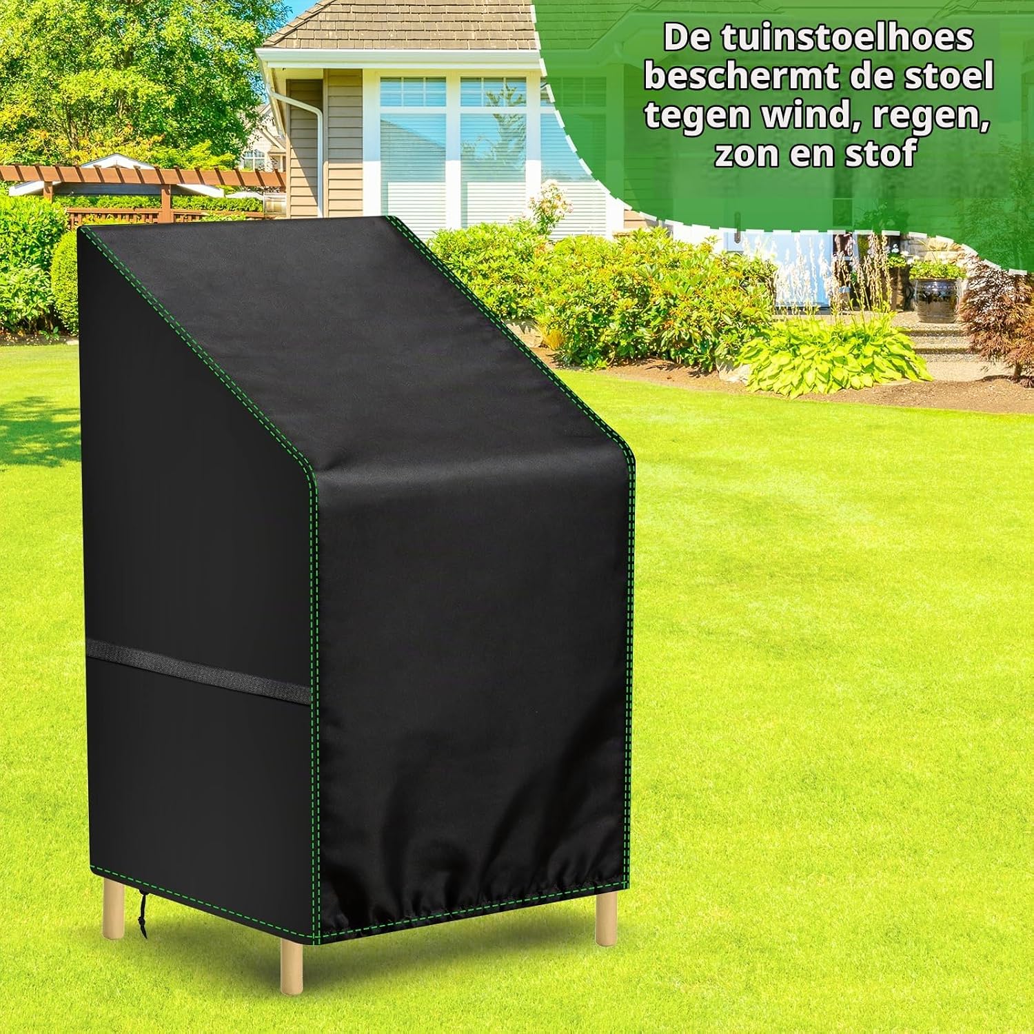 Detalle 2 de Zocipro HBT-G037 tuinstoelhoezen, 210D Oxford, waterdicht, verstelbaar, 2 stuks