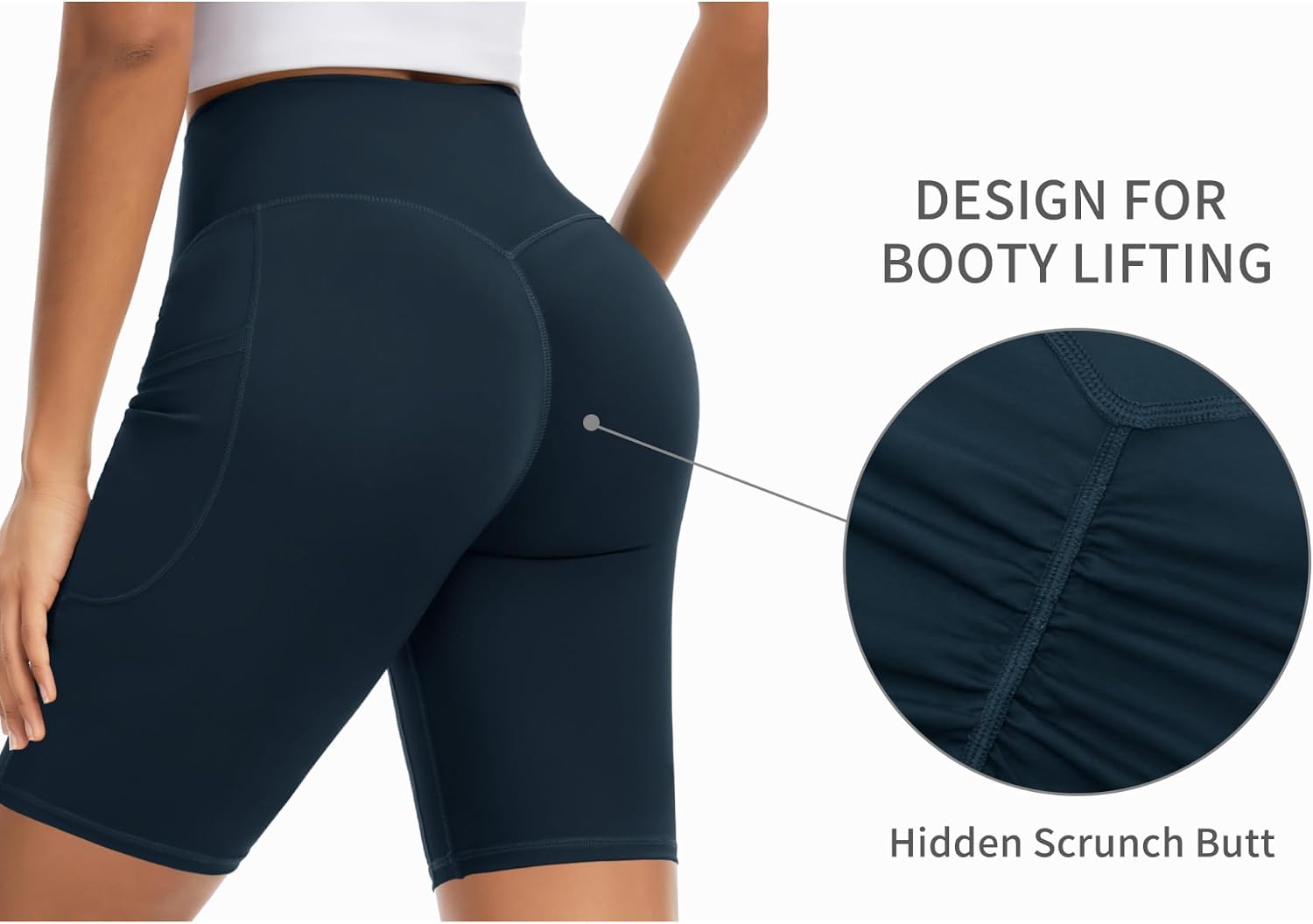 Thumbnail 1 de THE GYM PEOPLE Women's 8" Seamless High-Waist Yoga Shorts with Pockets