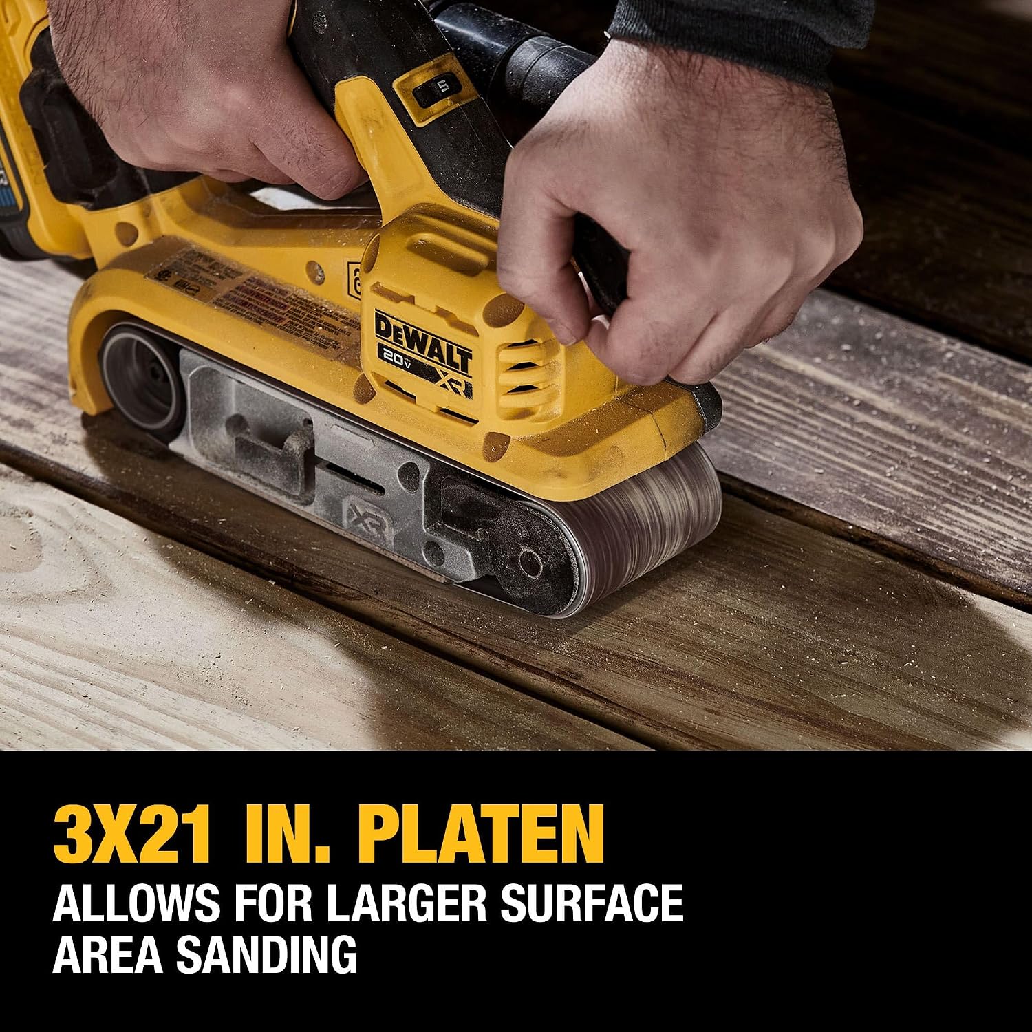 Detalle de DEWALT DCW220B 20V MAX Brushless Belt Sander, 3 x 21 in