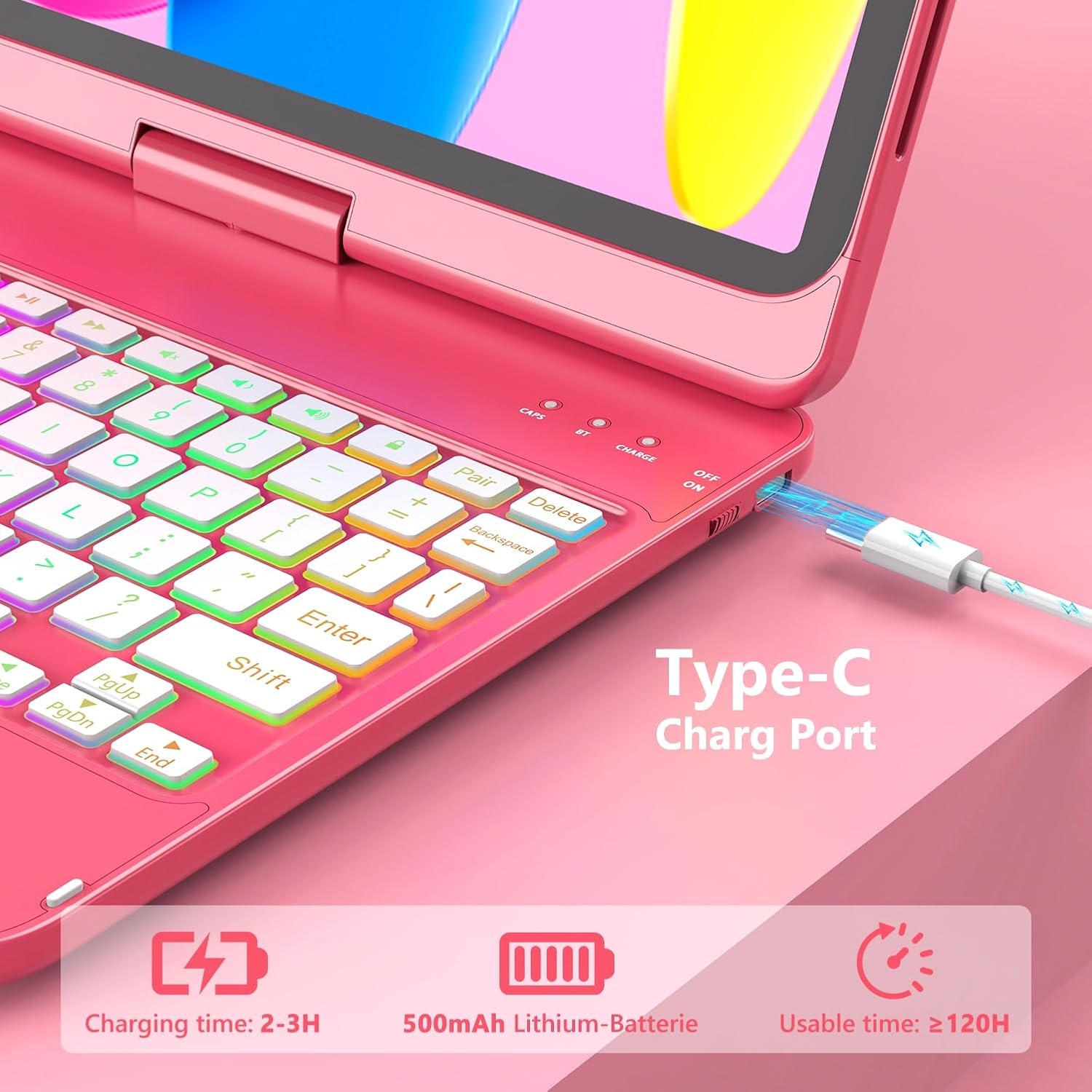 Thumbnail 5 de FUWANG Touch Keyboard Case for iPad (A16) 11th Gen & 10th Gen 10.9" with 360° Rotating Backlit Keyboard and Multi-Touch Trackpad