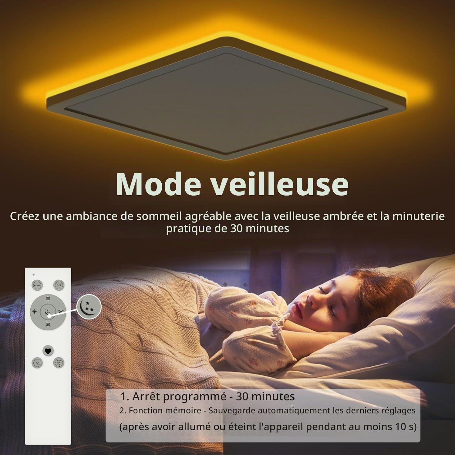 Detalle de Bowfar B-D-30F led-plafondlamp, 3.200 lm met dimbaar amberkleurig nachtlicht