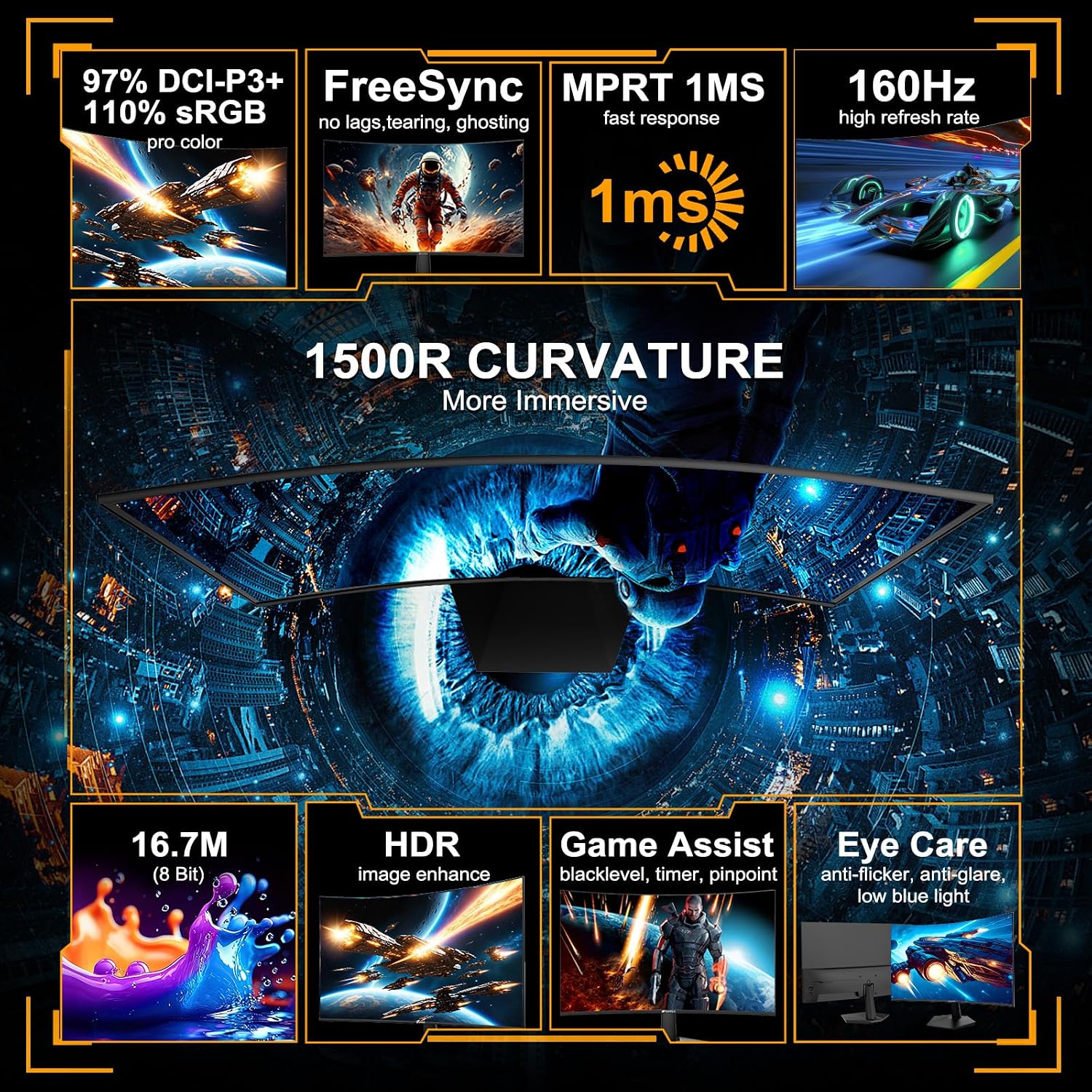Detalle 2 de SANSUI Curved Gaming Monitor 24-Inch