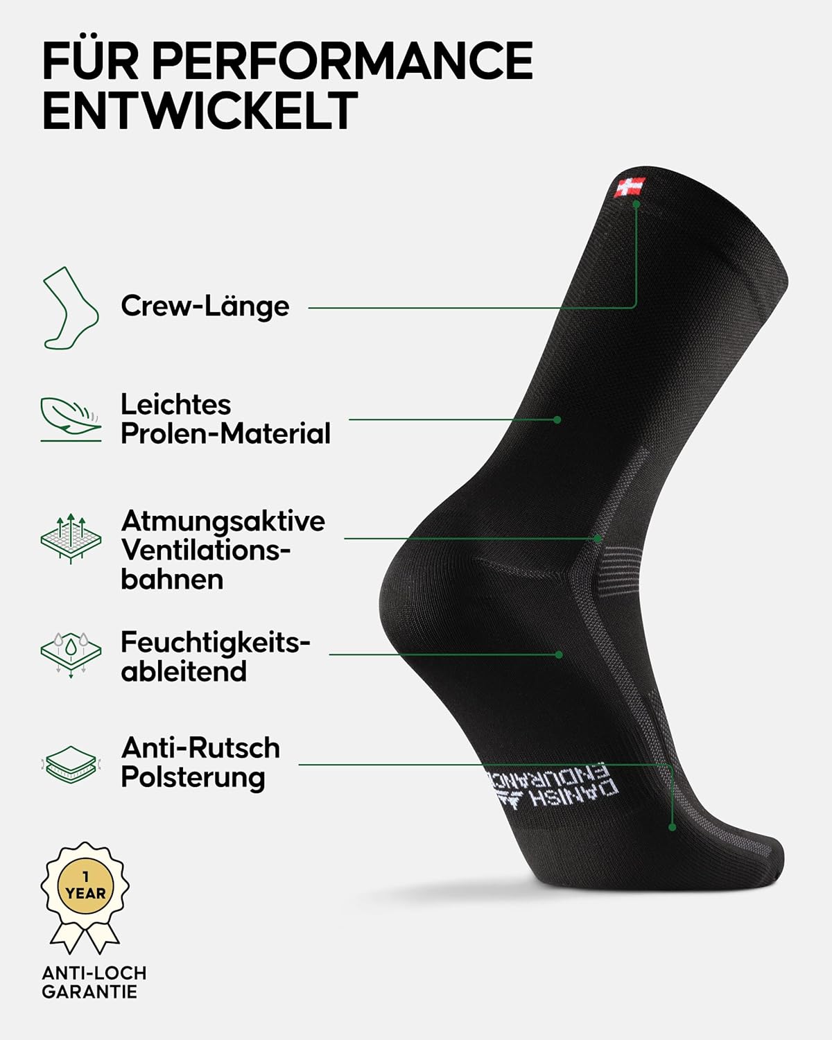 Thumbnail 1 de DANISH ENDURANCE Wadenlange Fahrradsocken 3er/5er Pack