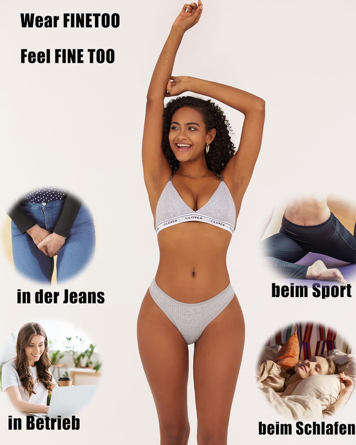 Thumbnail 4 de FINETOO set da 10 tanga da donna in cotone con tasello in cotone S-XL