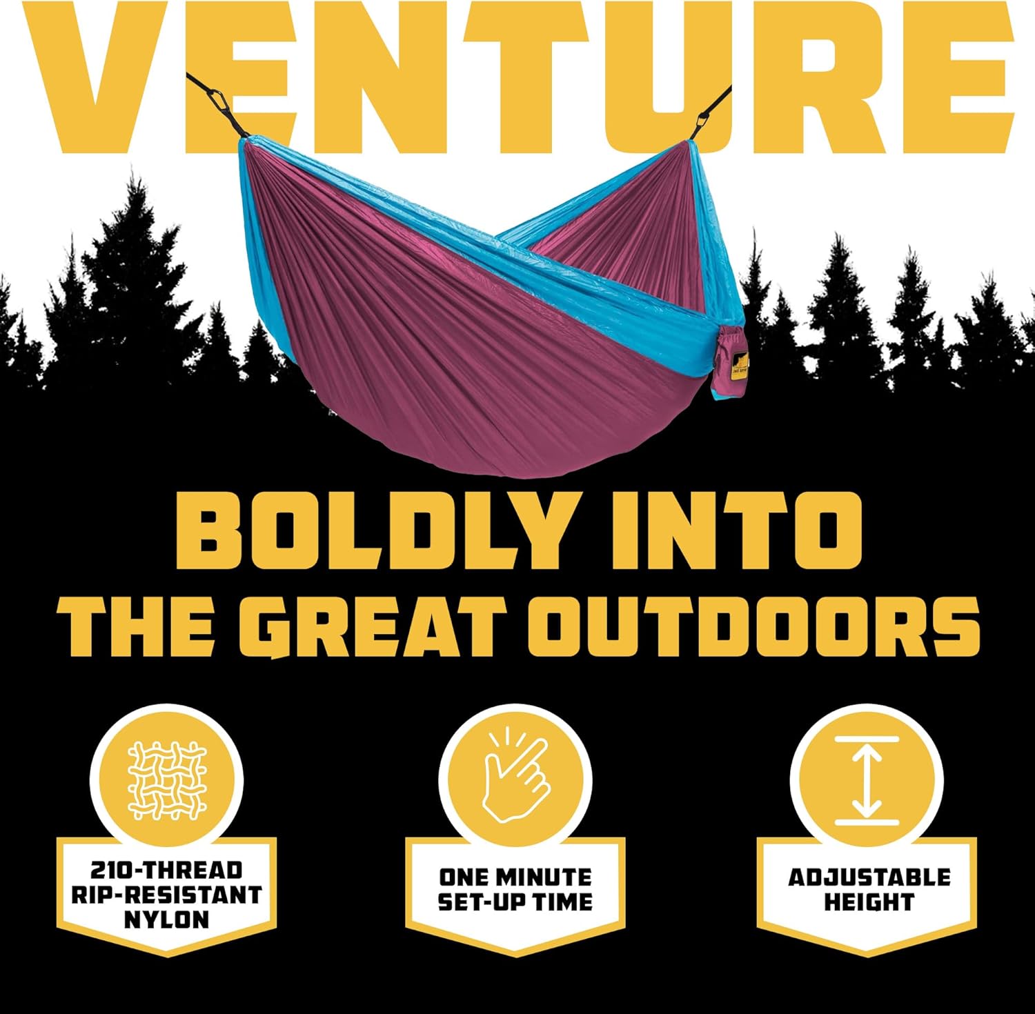 Thumbnail 2 de Wise Owl Outfitters Camping Hammock (500 lbs) with Tree Straps – 10 ft x 6.5 ft Portable Nylon Hammock Kit