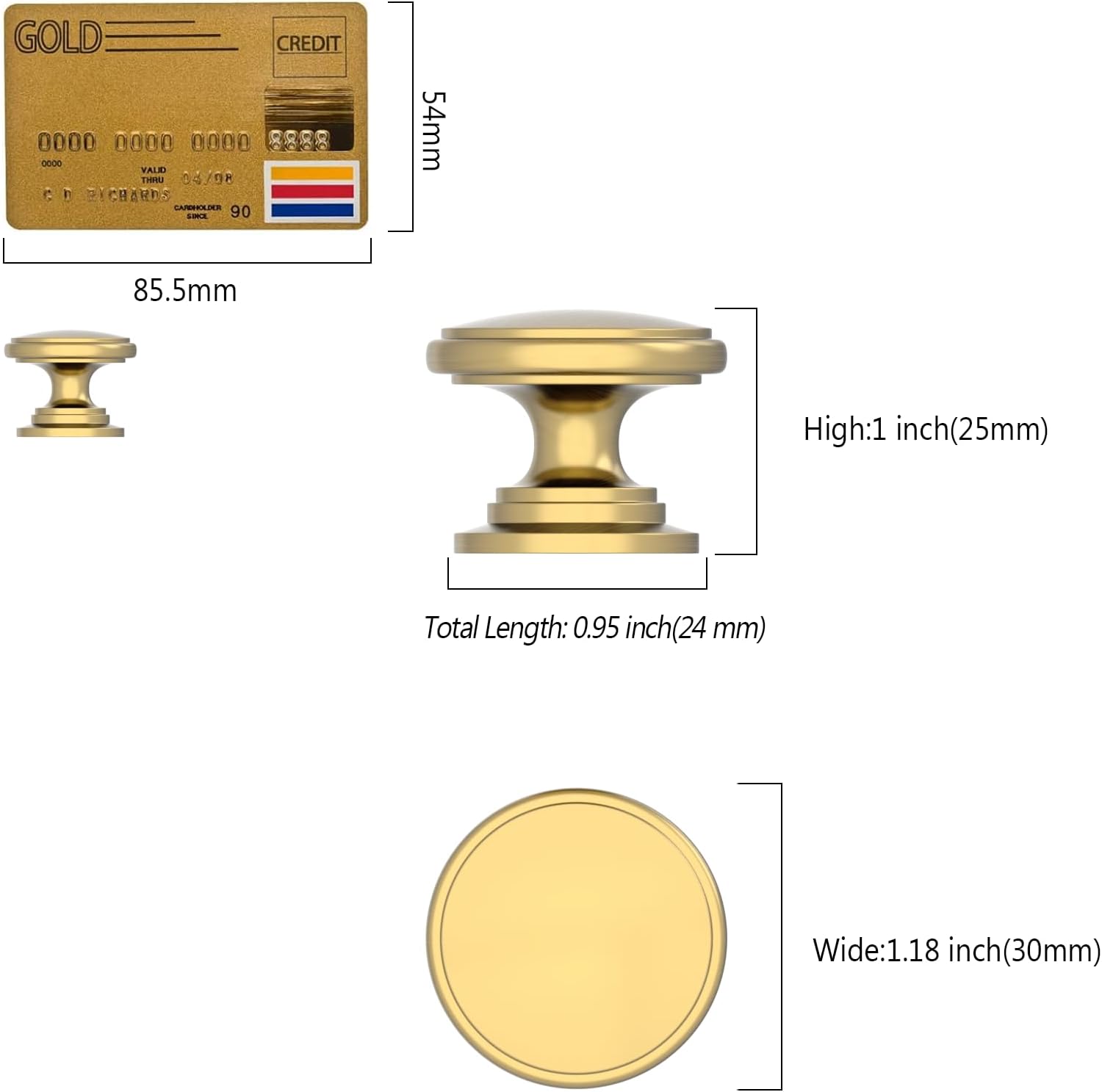 Detalle de Amerdeco 10 Pack Champagne Bronze Cabinet Knobs – 2 Inch Zinc Alloy, Single Hole