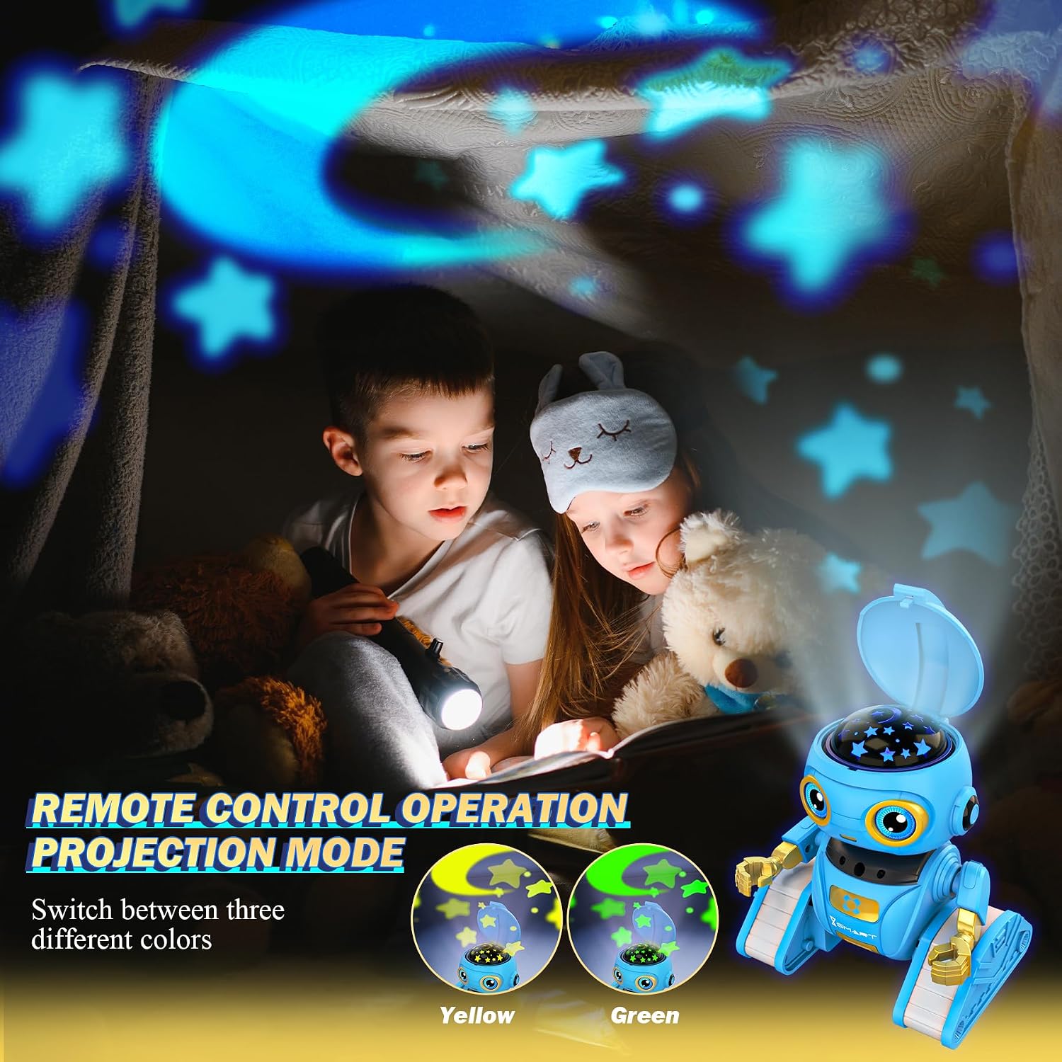 Detalle de Ophy Roboter Kinder Spielzeug – wiederaufladbar, Projektion und Gestensteuerung (Blau, ab 6 Jahren)