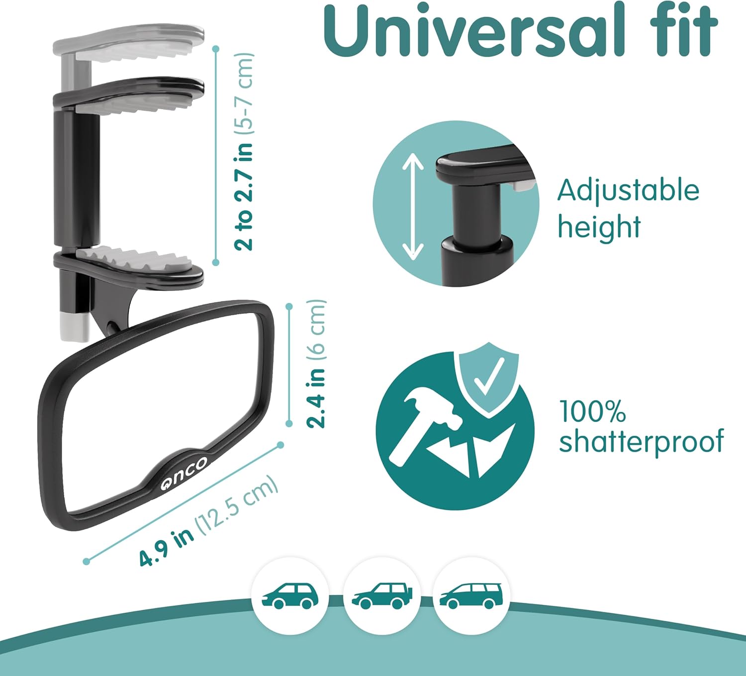 Thumbnail 4 de Onco Forward-Facing Baby Car Mirror 100% Shatterproof