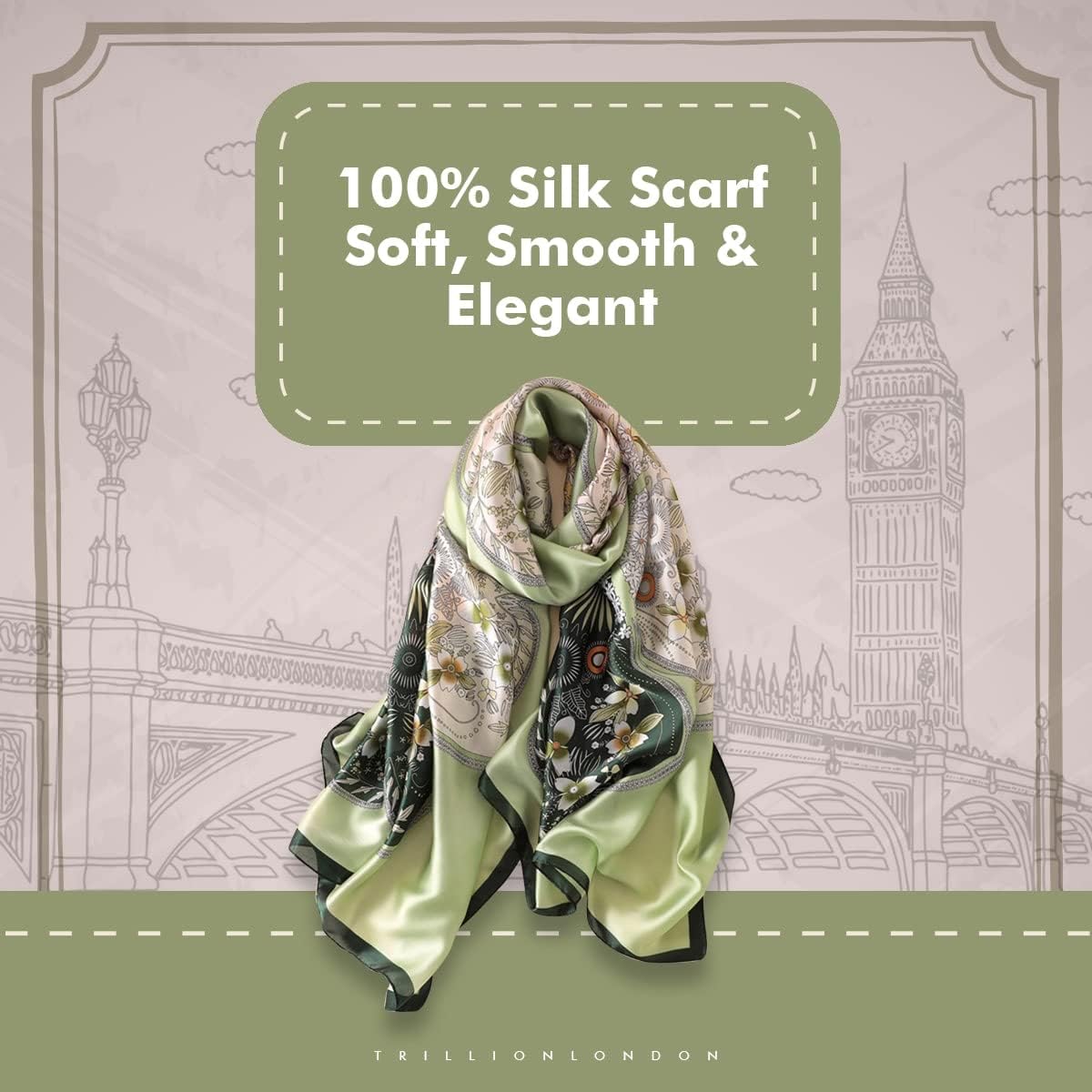 Thumbnail 3 de Trillion London Spring Collection Silk Scarf – Lightweight, Designer Silk for Everyday Style