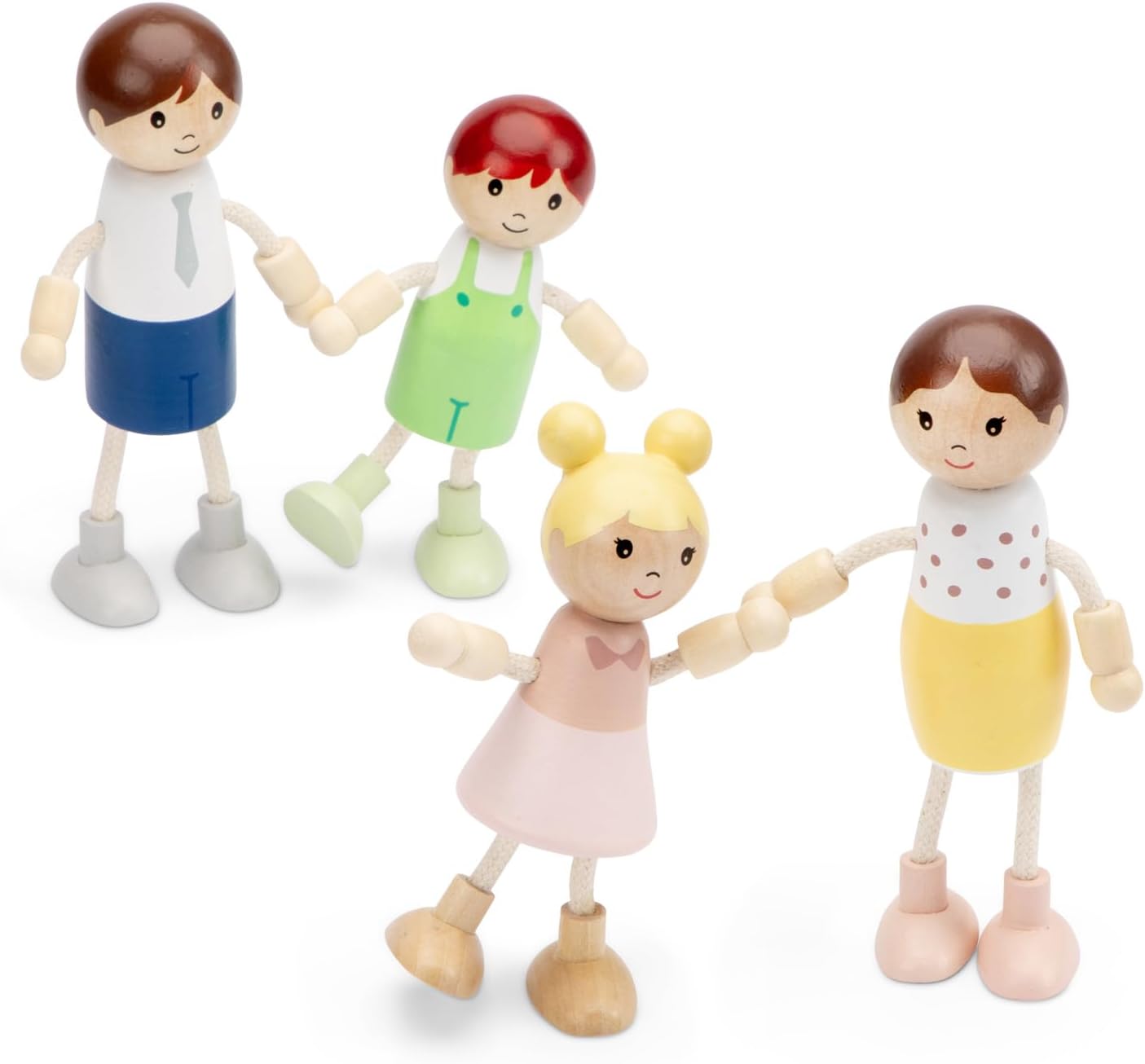 Thumbnail 1 de Woet Family of Wooden Dolls Set of 4, Flexible Brown Figures