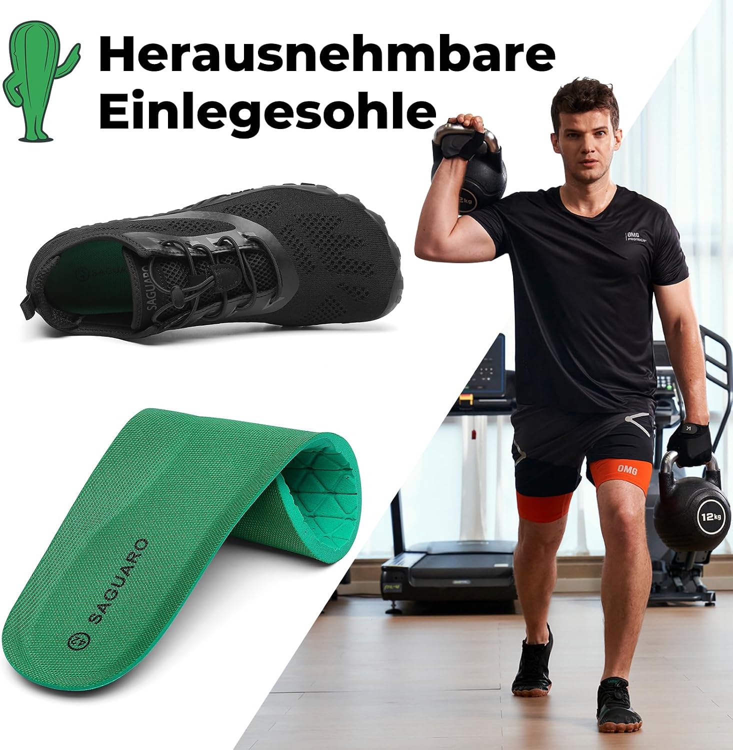 Detalle 1 de SAGUARO Unisex Barfußschuhe für Outdoor-Trail & Zehenschuhe mit Zero-Drop Sohle, Gr. 36–48