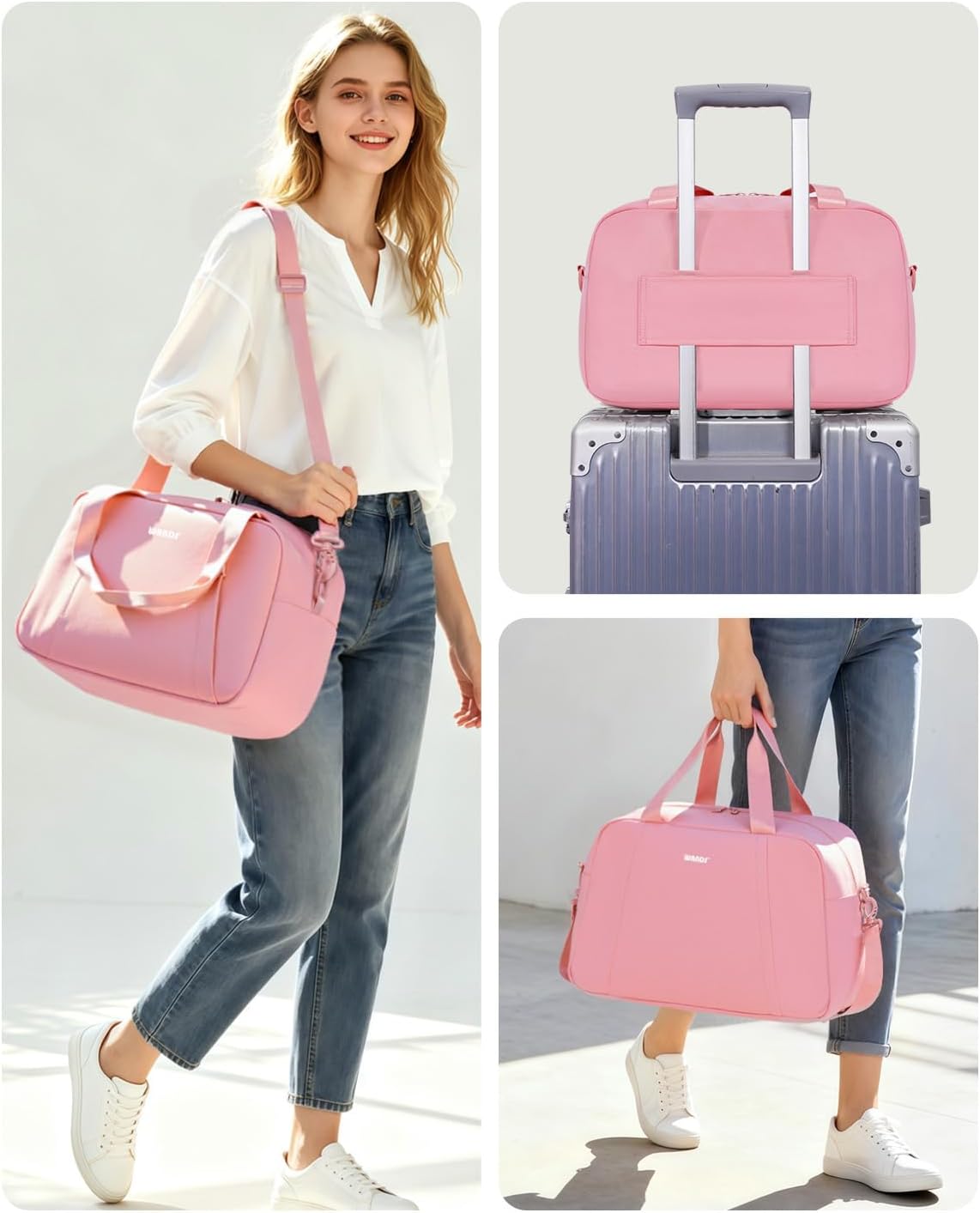 Thumbnail 5 de WANDF Ryanair cabin bag 40x30x20 underseat foldable travel duffel (Pink, 20L)