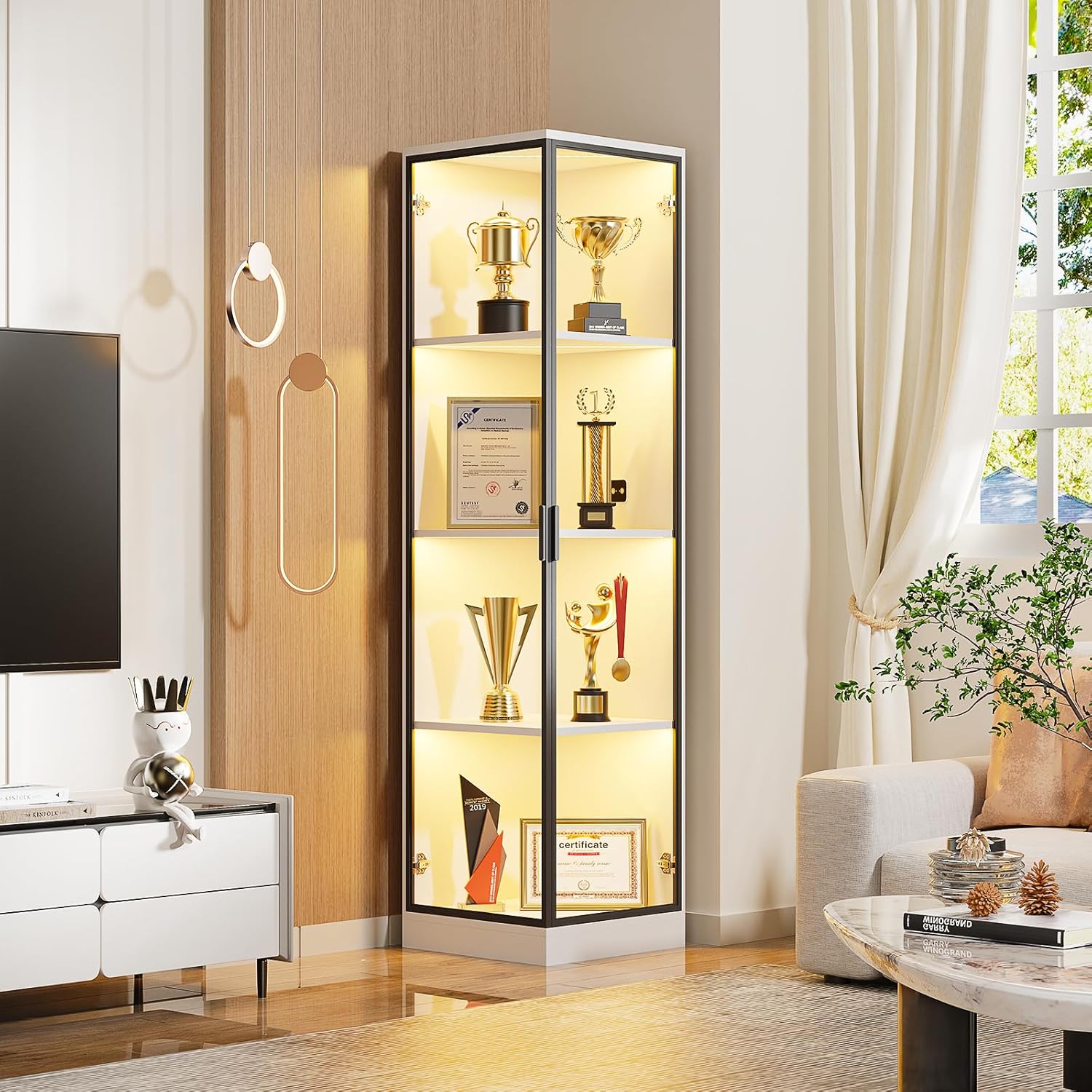 Detalle 1 de BROTTAR Eckvitrine mit LED Beleuchtung