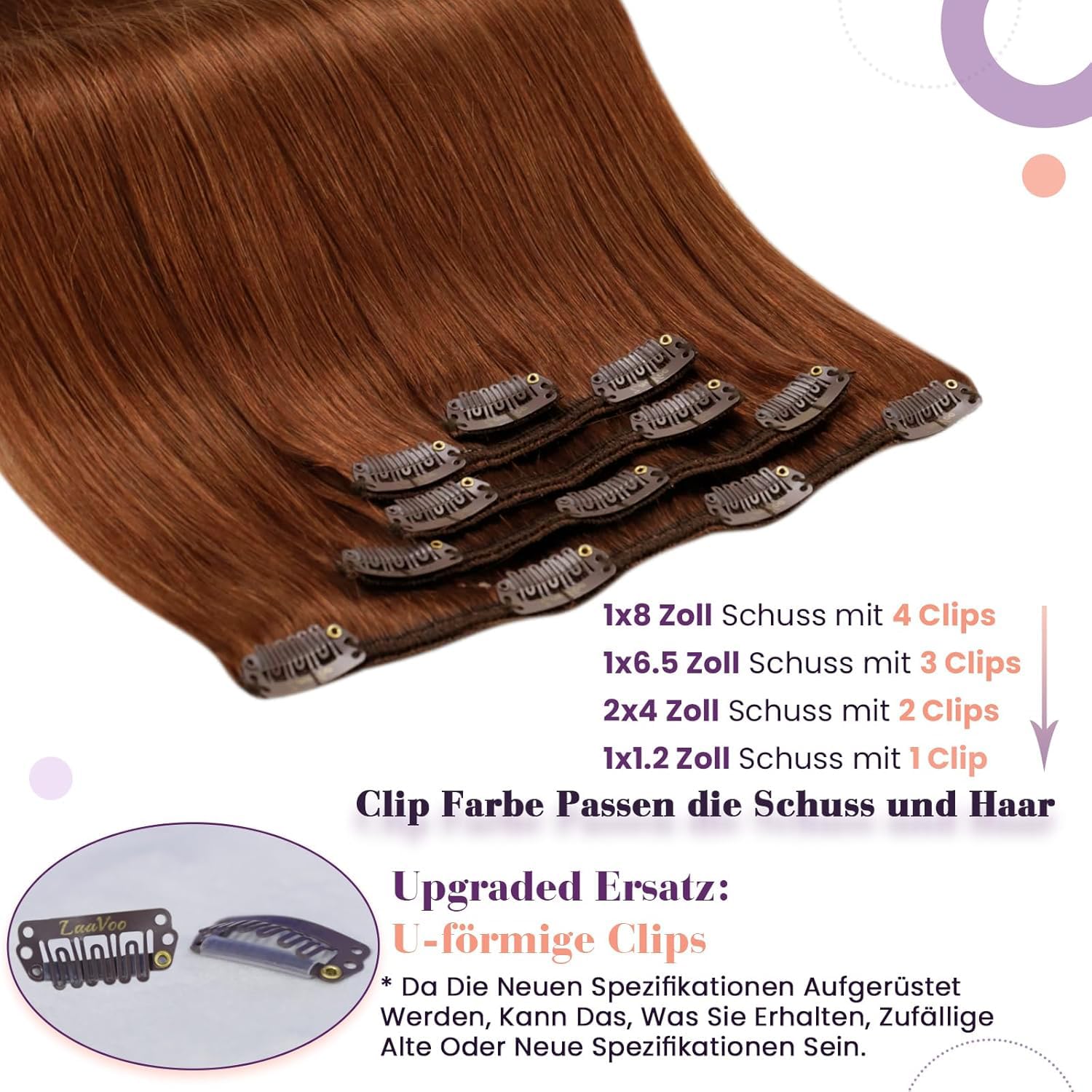 Thumbnail 1 de LaaVoo Echthaar Clip-in Extensions 30 cm
