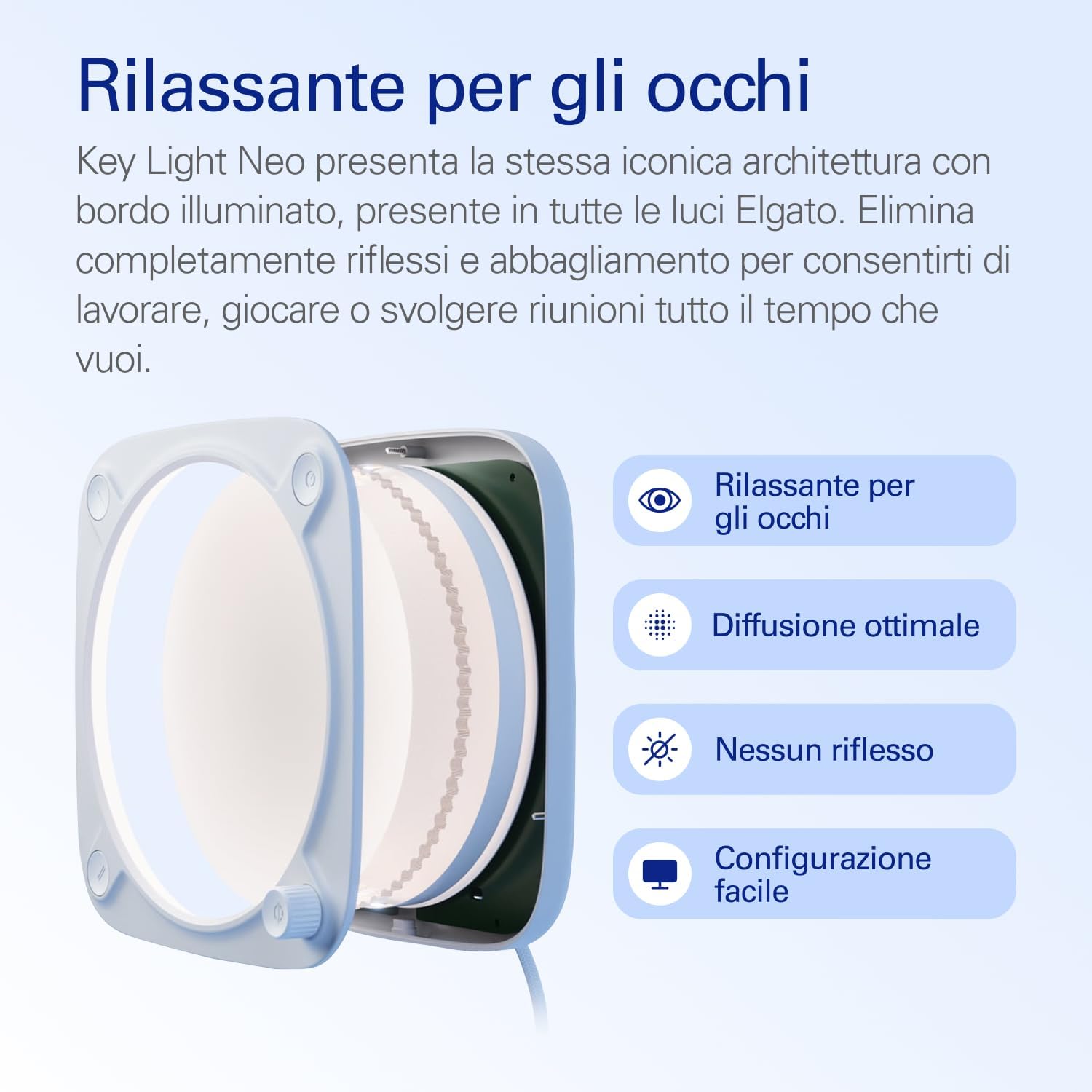 Detalle de Elgato Key Light Neo (Senza Supporto) — Luce LED professionale per videochiamate e streaming