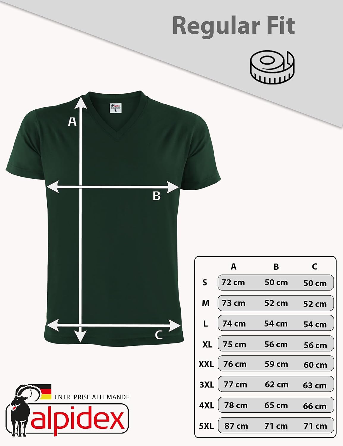 Thumbnail 4 de ALPIDEX T-Shirts Hommes Col V Lot de 5