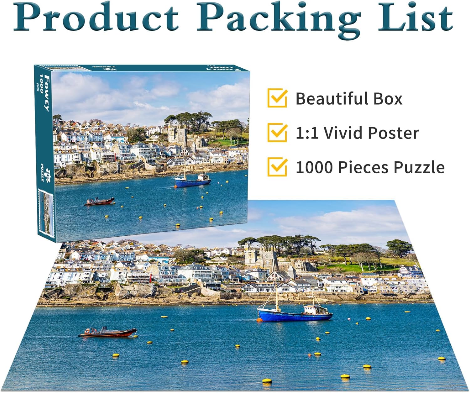 Detalle de Fowey Harbour 1000-Piece Jigsaw Puzzle for Adults
