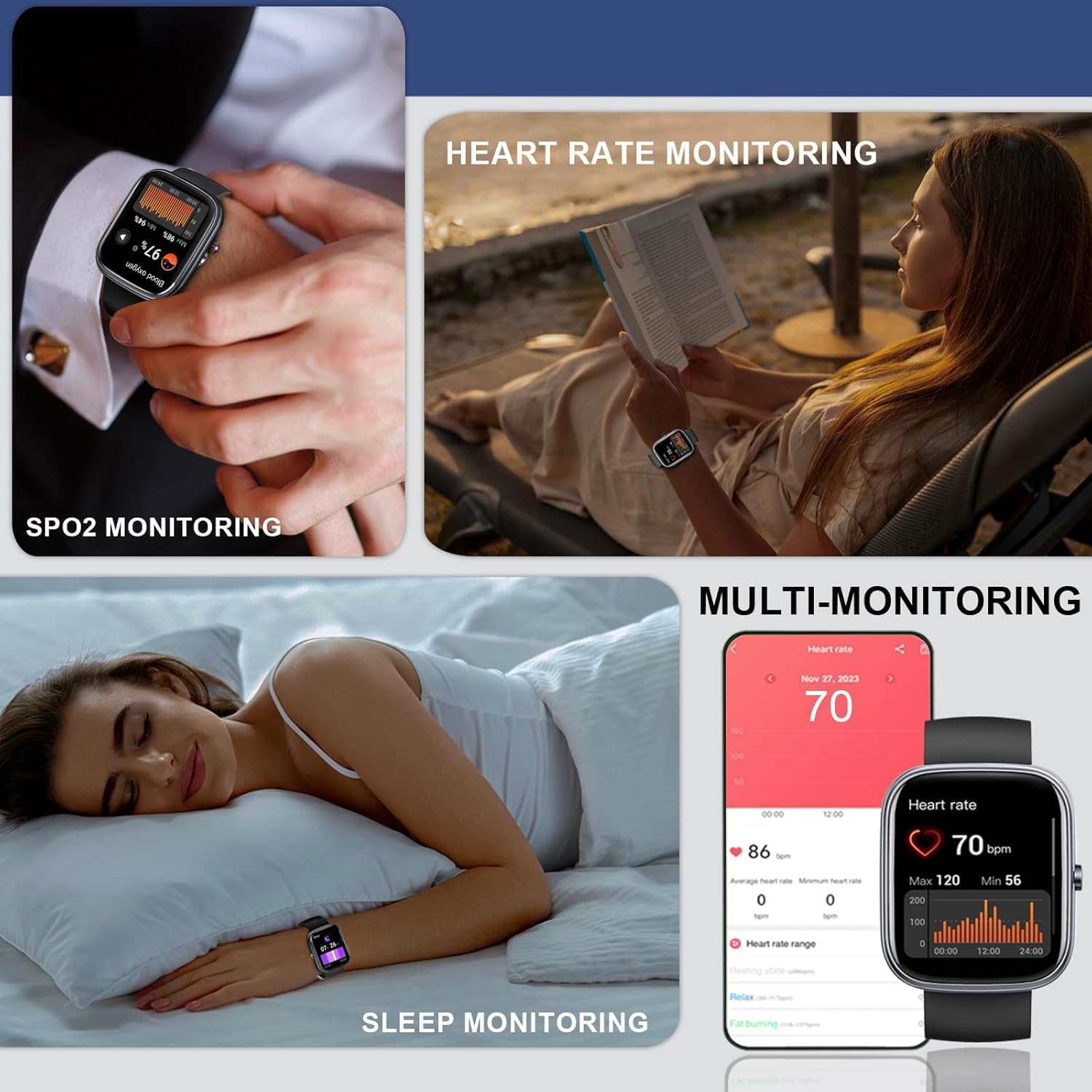Thumbnail 3 de 2026 Smart Watch – 1.91" Touchscreen Fitness Watch with Bluetooth Calls, 100+ Sports, IP68 Waterproof