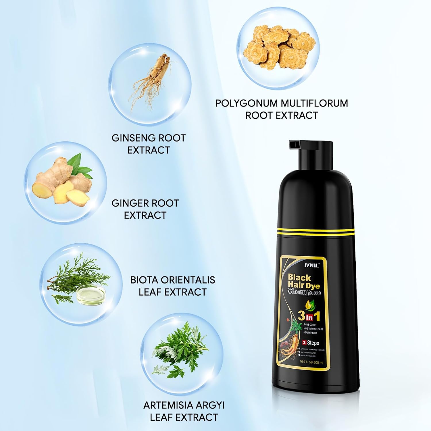Thumbnail 3 de Ivnil 3-in-1 Black Hair Dye Shampoo for Gray Coverage