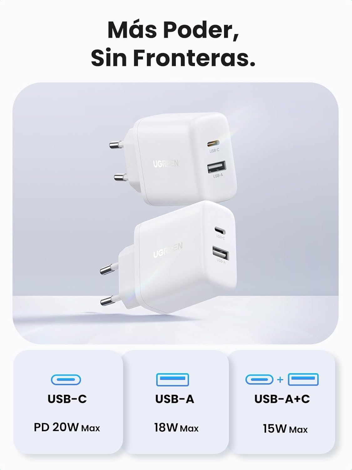 Thumbnail 3 de UGREEN Cargador USB C GAN 20W 2-Pack ⚡ Compatible iPhone y Galaxy