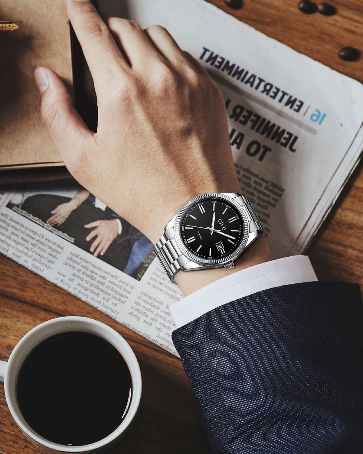 Thumbnail 5 de CIVO Herren Uhr Edelstahl Analoguhr mit Datum