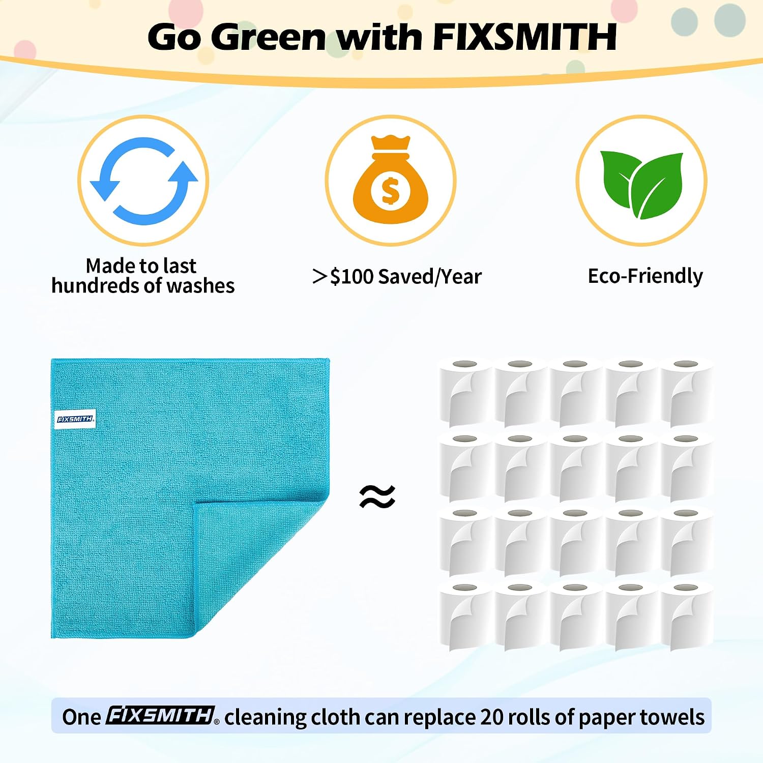 Thumbnail 6 de FIXSMITH FM-JLC04-20PK Microfiber Cleaning Cloths, 20-Pack, 5 Colours