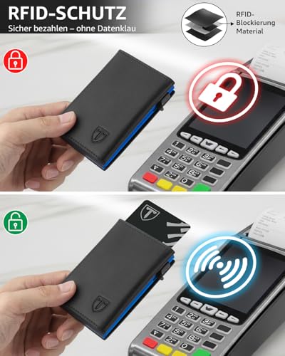 Thumbnail 4 de TEEHON Geldbörse Herren – Slim Wallet mit Münzfach, RFID-Schutz und ID-Fenster, Blau