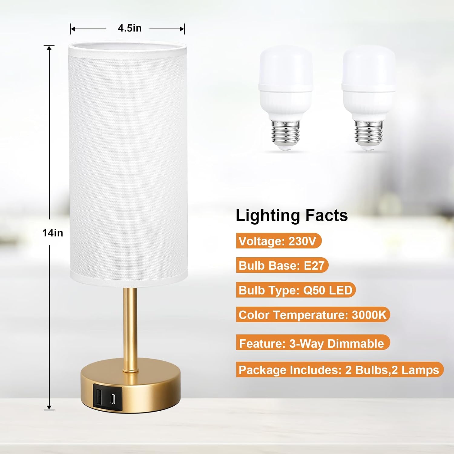 Thumbnail 6 de Aooshine bedside lamp set of 2, dimmable 6W