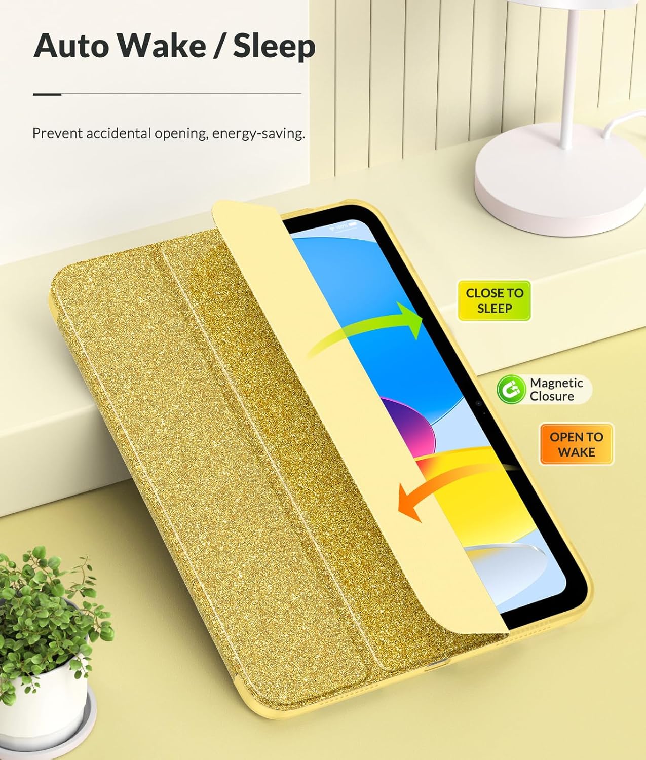 Thumbnail 6 de MoKo Case for New iPad (A16) 11th Gen 2025 / 10th Gen 2022 – Glitter Gold