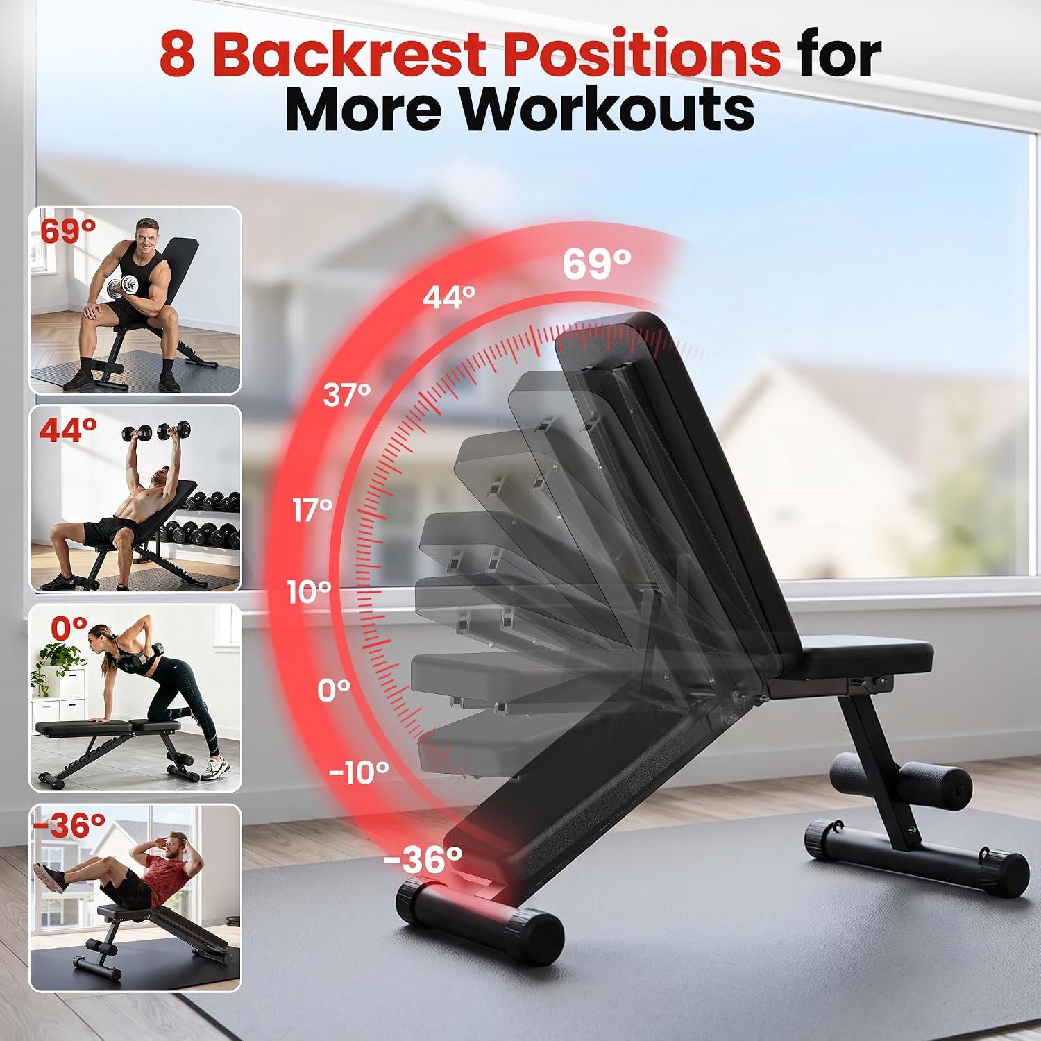 Detalle 2 de Steelite AZ6040VC-06 Adjustable Weight Bench, 720 lb Capacity, 8 Positions