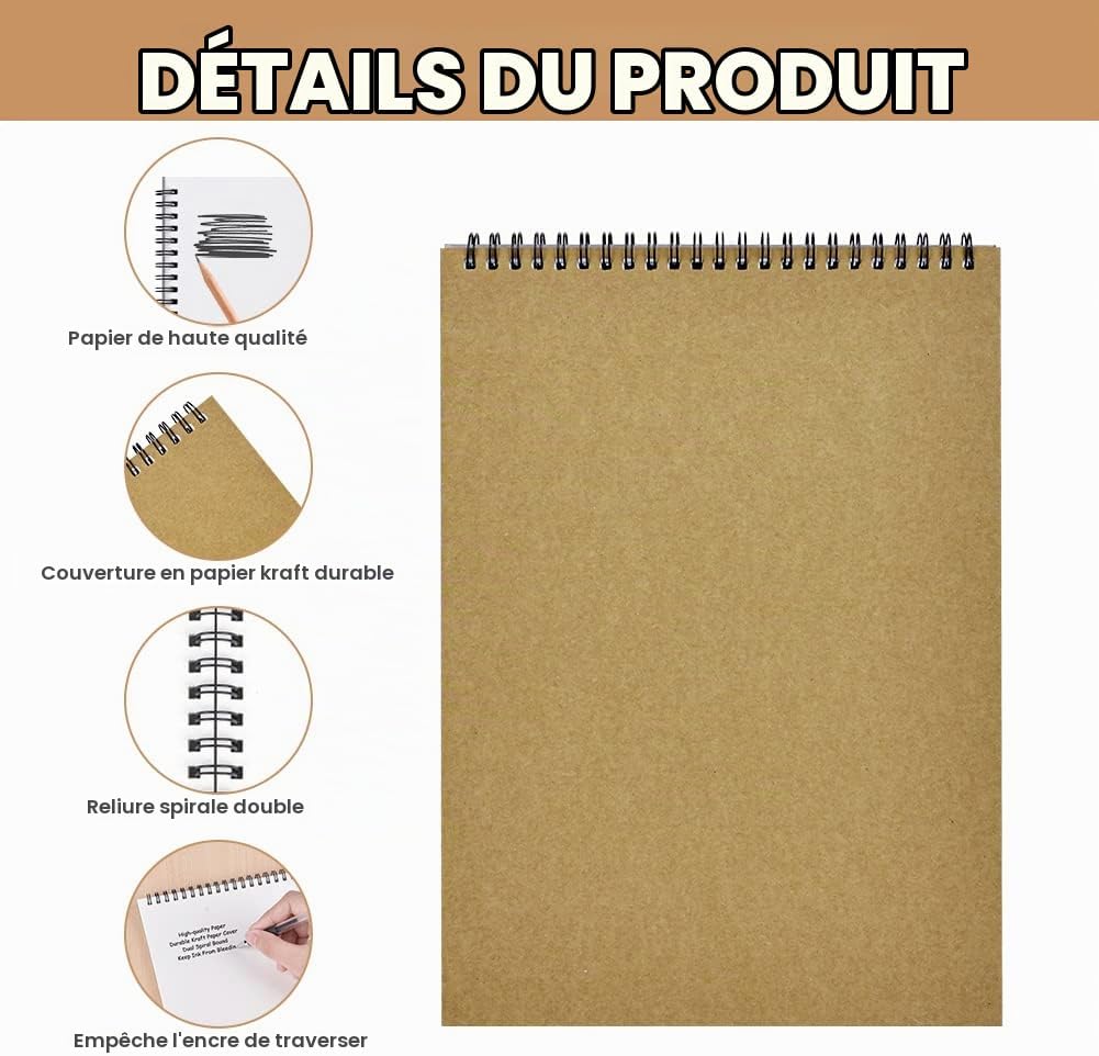 Detalle de OFFCUP Skizzenbuch A5-schetsboek, 160 g/m², spiraalbinding, set van 2
