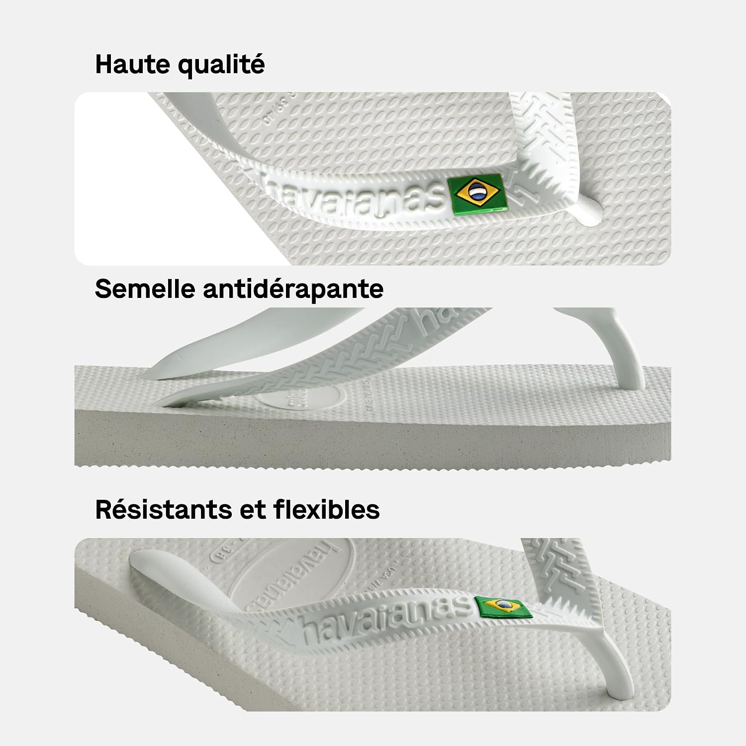 Detalle 2 de Havaianas Top Brasil Mixte FlipFlop White 35 EU – tongs emblématiques, simplicité et confort