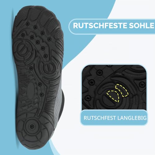 Thumbnail 6 de Mishansha Herren Badeschuhe Barfuß Wasserschuhe Dunkelgrau Gr.39