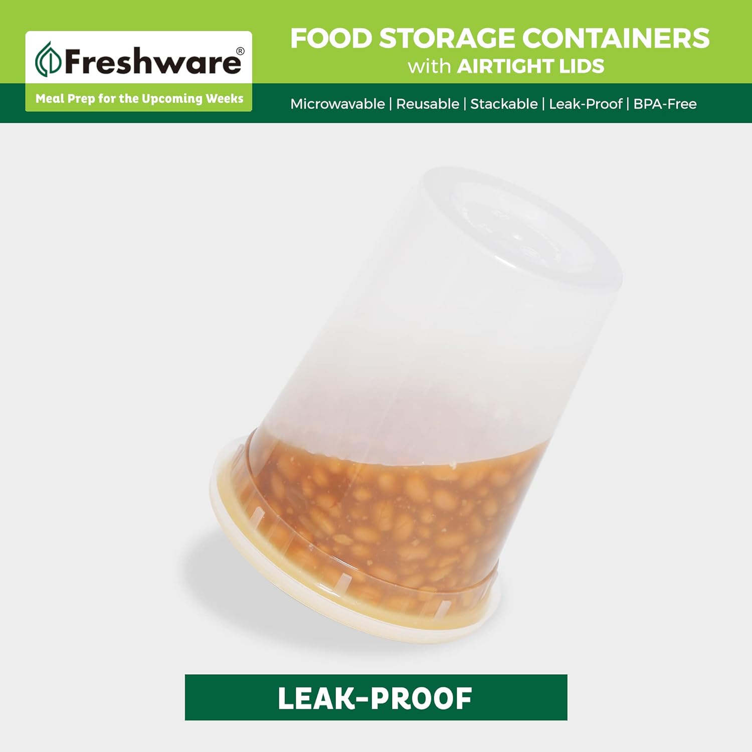 Thumbnail 3 de Freshware 24-Count 32 oz Plastic Deli Containers with Lids - Leakproof, BPA Free, Stackable, Microwave/Dishwasher/Freezer Safe