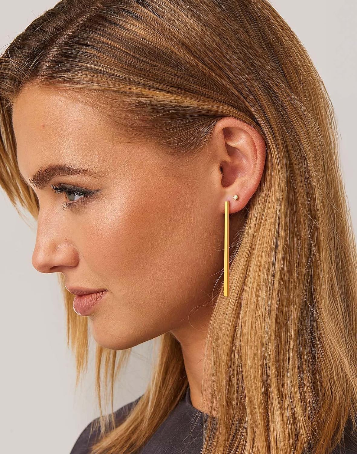 Thumbnail 2 de FindChic Edelstahl Stab Ohrringe Damen Lang – Minimalistische Statement Ohrringe in Gold, Silber Schwarz