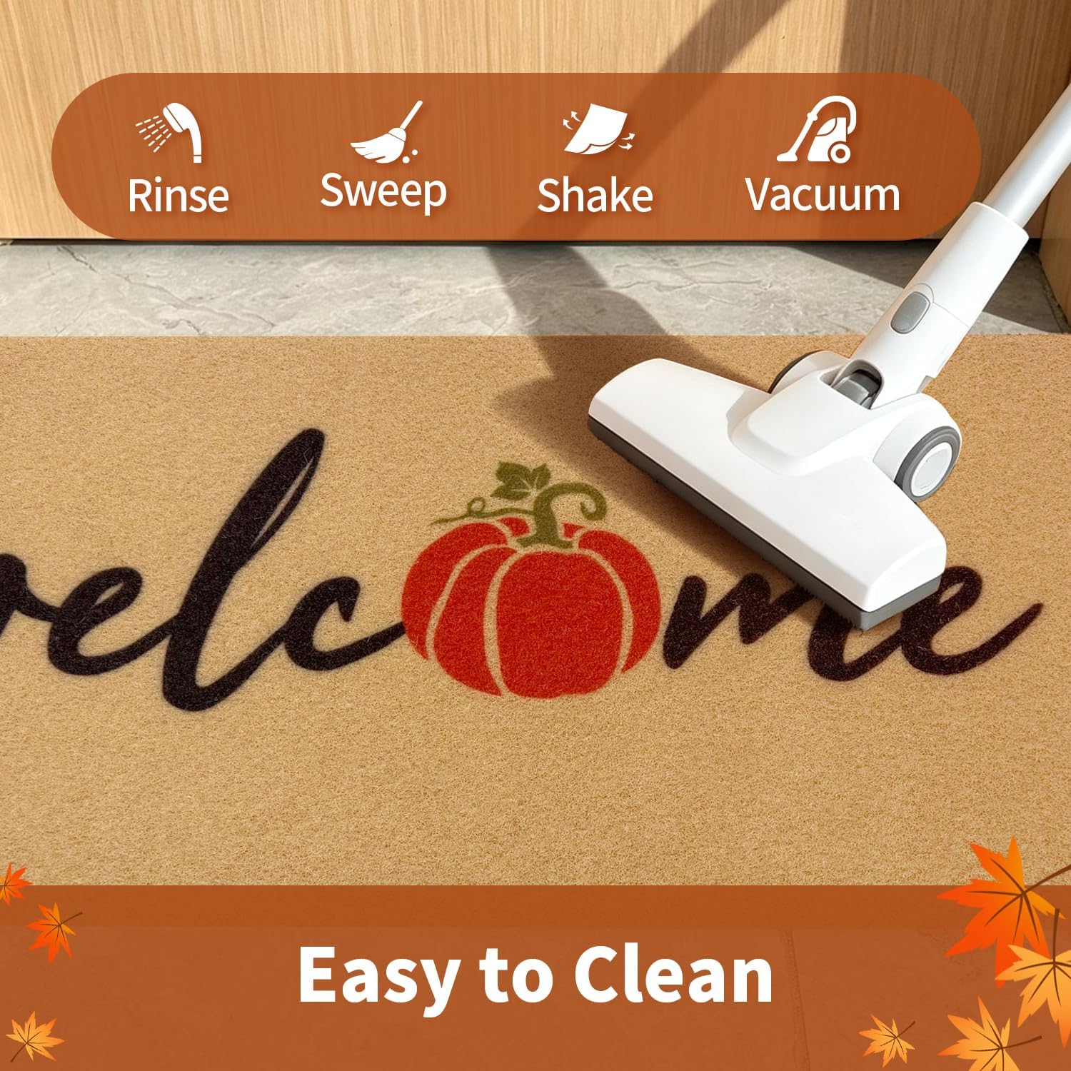 Detalle de PKFEDR PK-DM-FBA Pumpkin Welcome Doormat, 17 x 30-Inch Polyester, Non-Slip