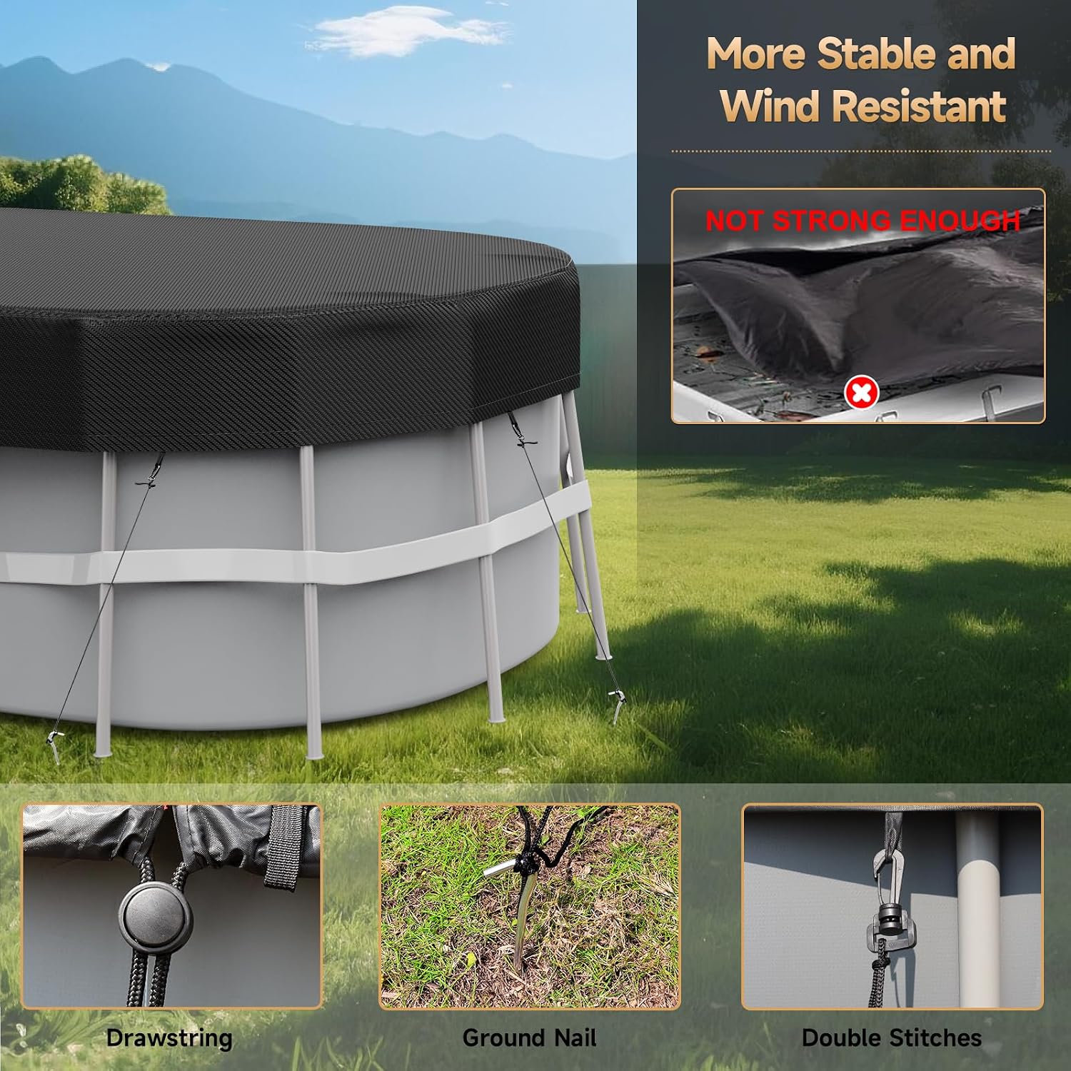 Thumbnail 2 de LXKCKJ 12X24FT Pool Cover for Above Ground Pools