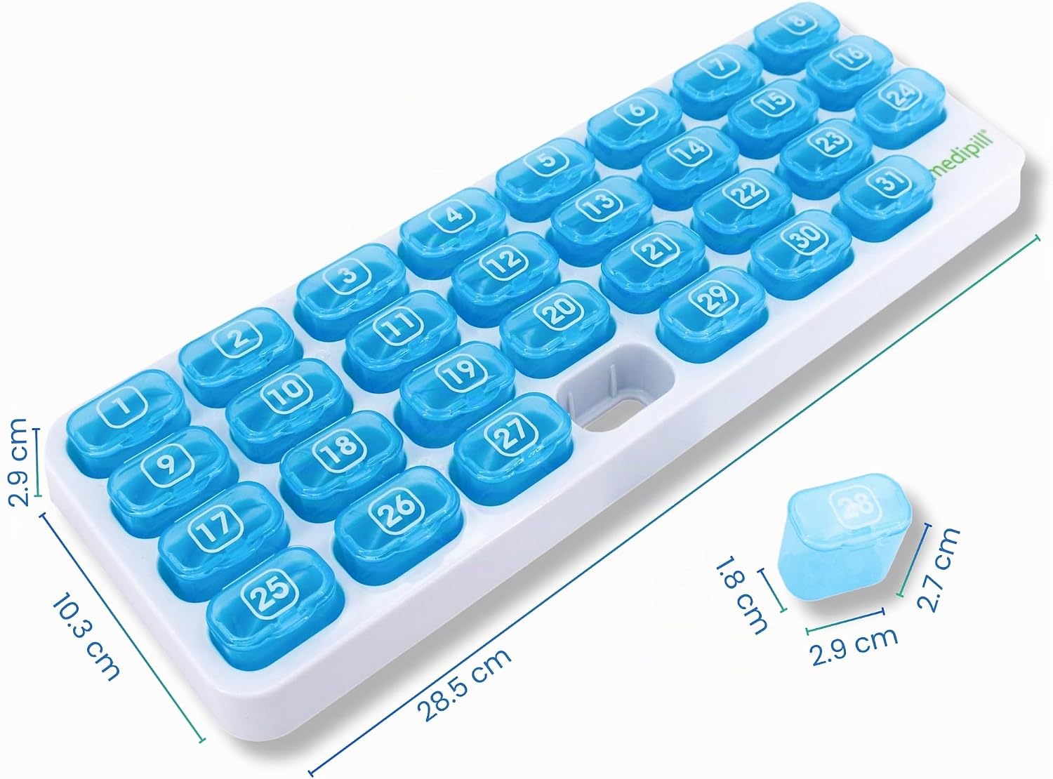 Thumbnail 4 de MEDIPILL MED-M31-B: Portapillole mensile e settimanale con 31 scomparti, compatto e BPA-free
