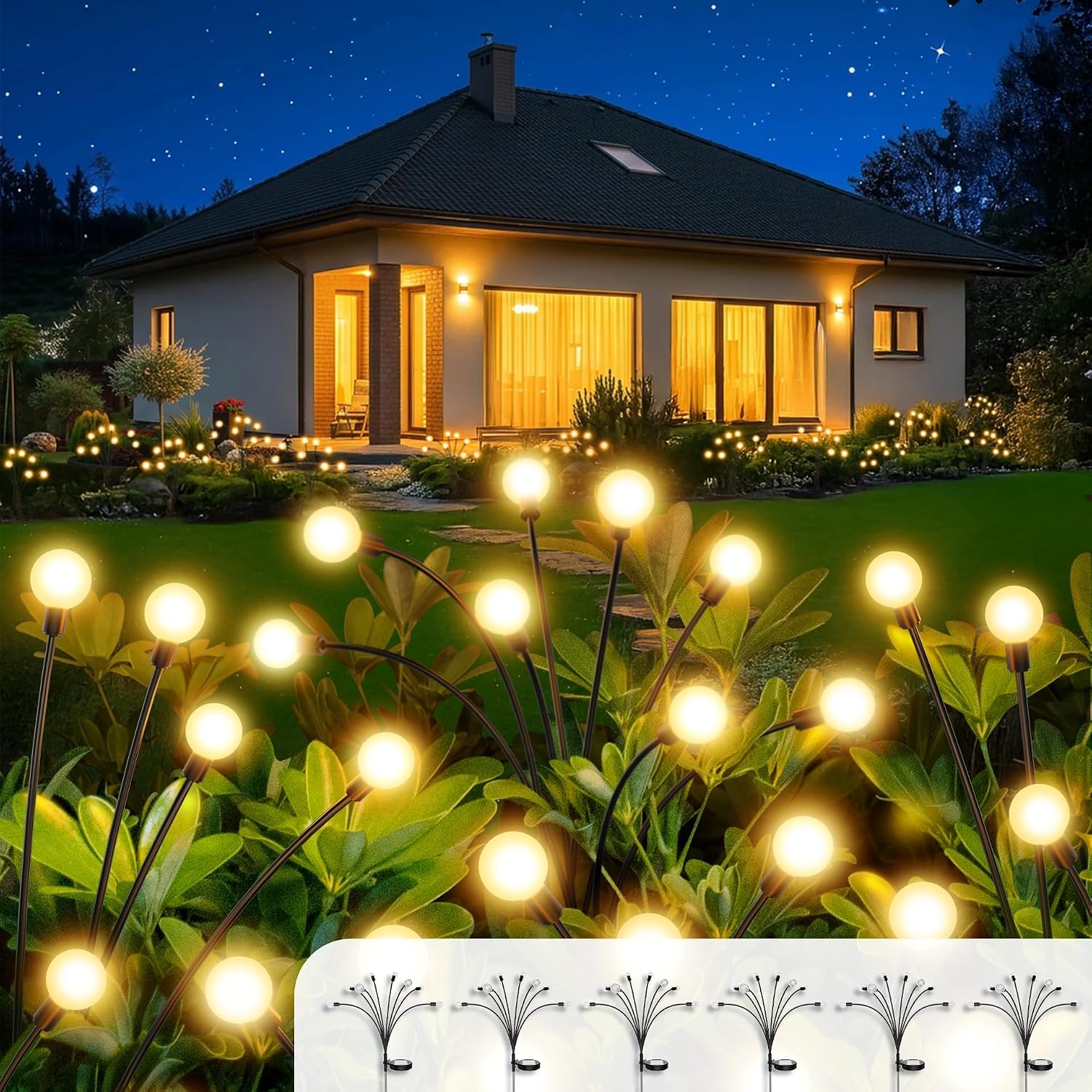 Detalle de ULAIYOHOME Solar Firefly Lights, 8 LEDs