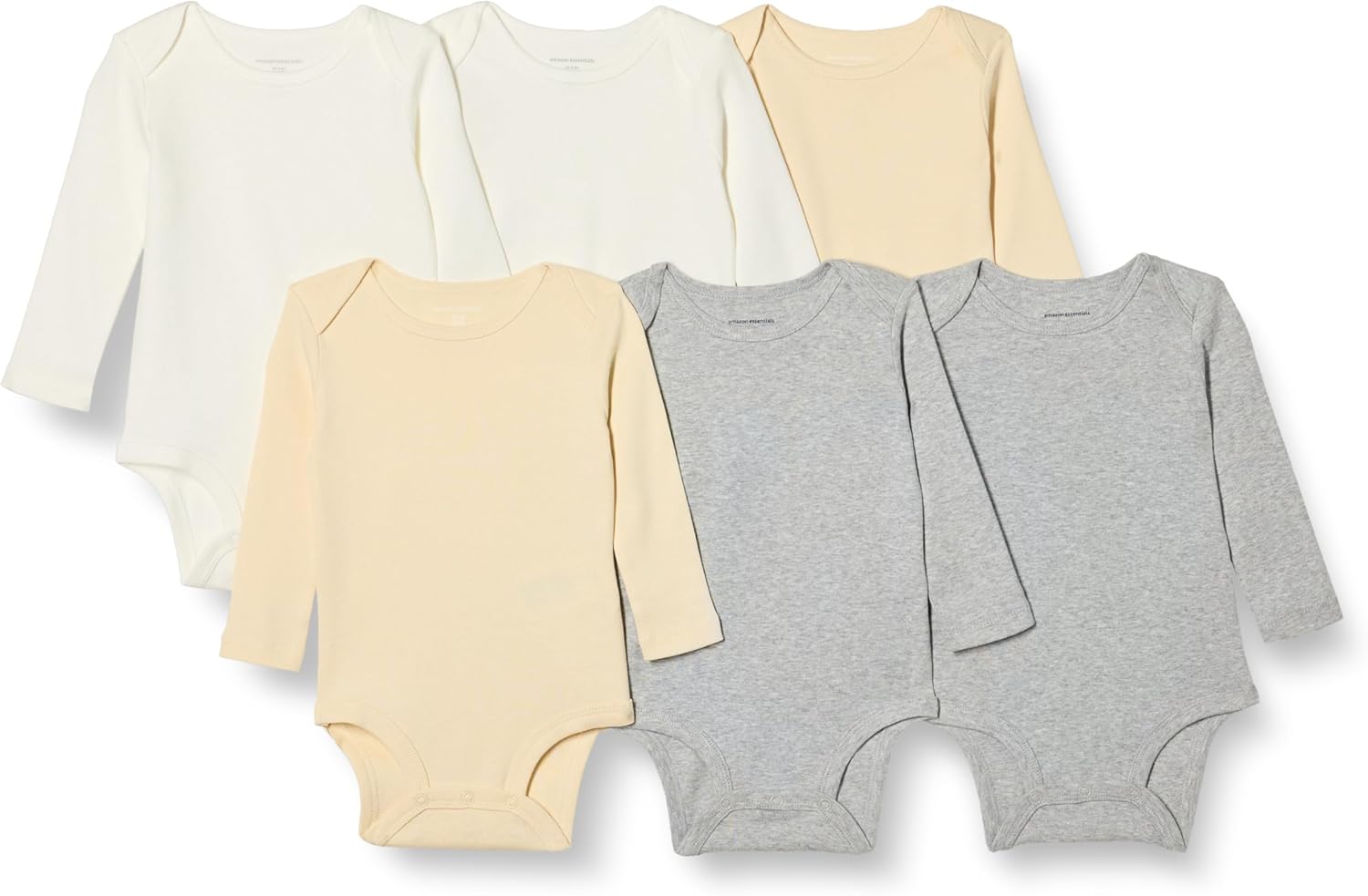 Detalle 2 de Amazon Essentials Unisex Babies' Long-Sleeve Cotton Bodysuits, Pack of 6
