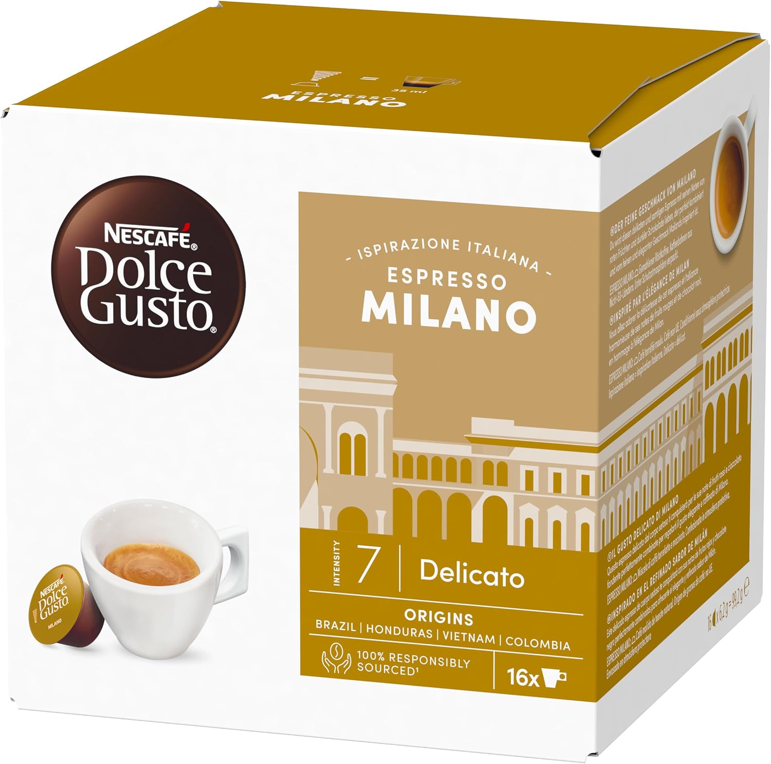 Detalle de NESCAFÉ Dolce Gusto Espresso Milano Caffè – 96 capsule compatibili (6 confezioni da 16)