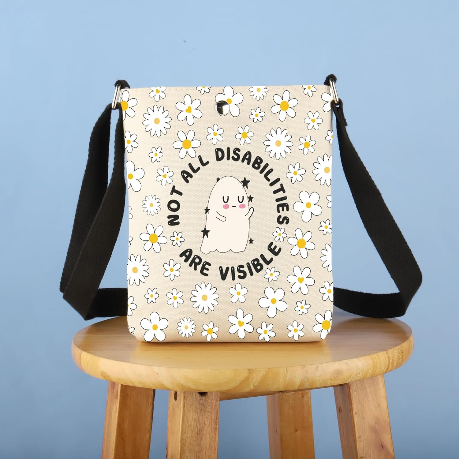 Detalle de PLITI Not All Disabilities Are Visible Crossbody Bag – Invisible Disabilities Gift