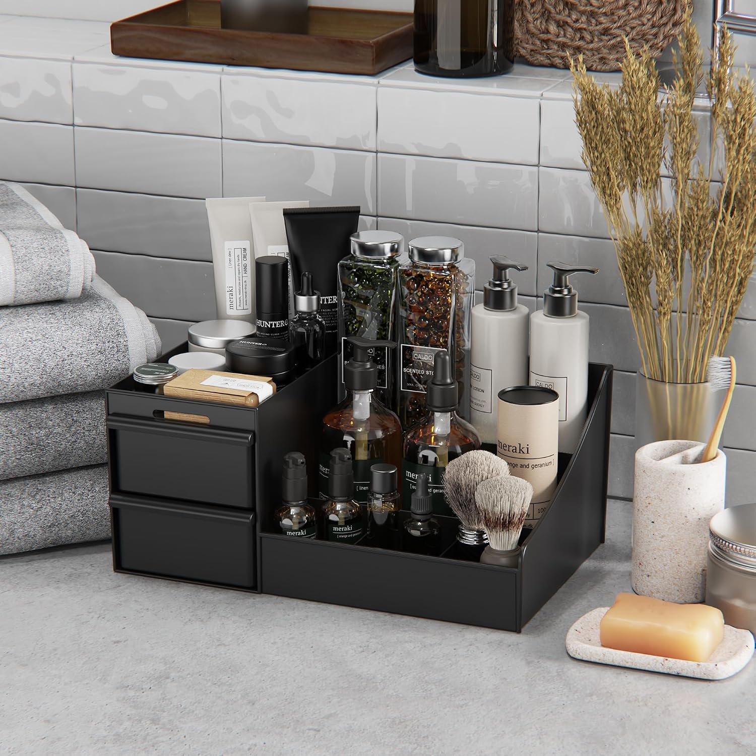 Thumbnail 2 de DancesCat Make Up Kosmetik Organizer mit Schubladen – Große schwarze Aufbewahrungsbox für Schminktisch