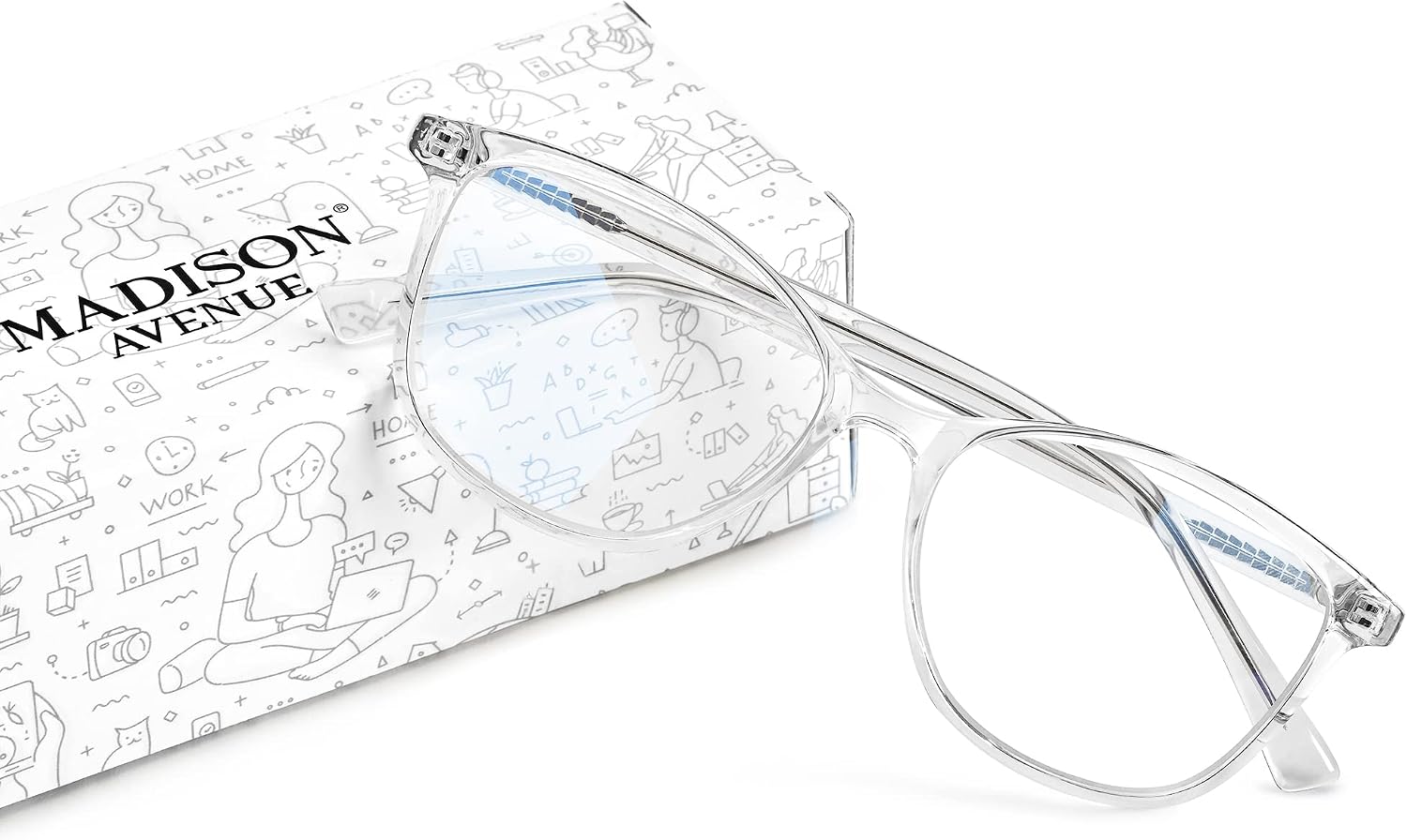 Detalle de Madison Avenue Blaulichtfilter Brille für Damen (TR90) – ohne Sehstärke, mit Metallscharnier