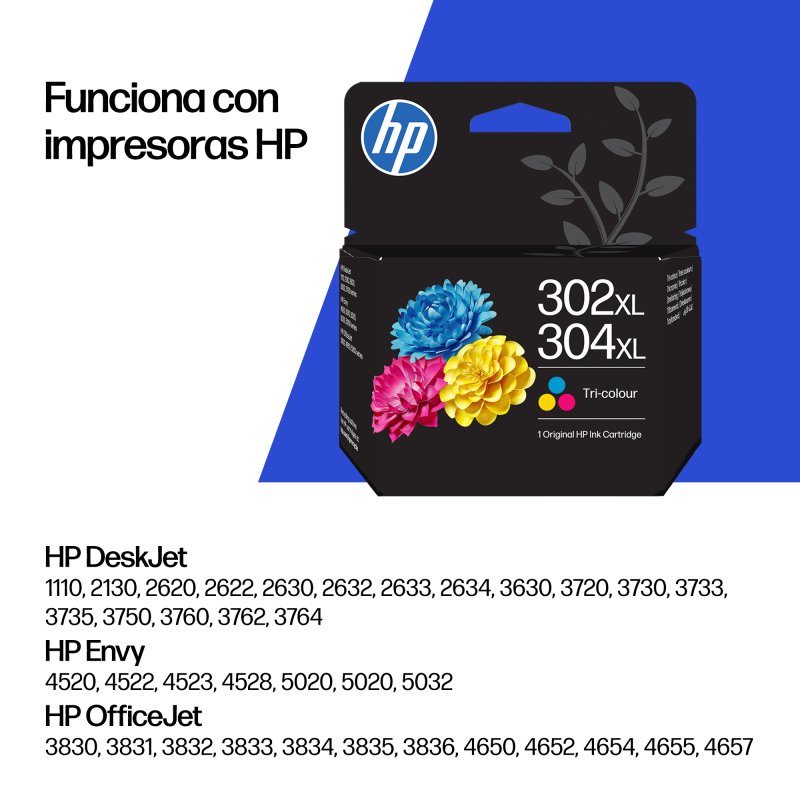 Detalle 2 de HP 302XL/304XL Cartucho de Tinta Original Tricolor: rendimiento y fiabilidad para DeskJet, ENVY y OfficeJet