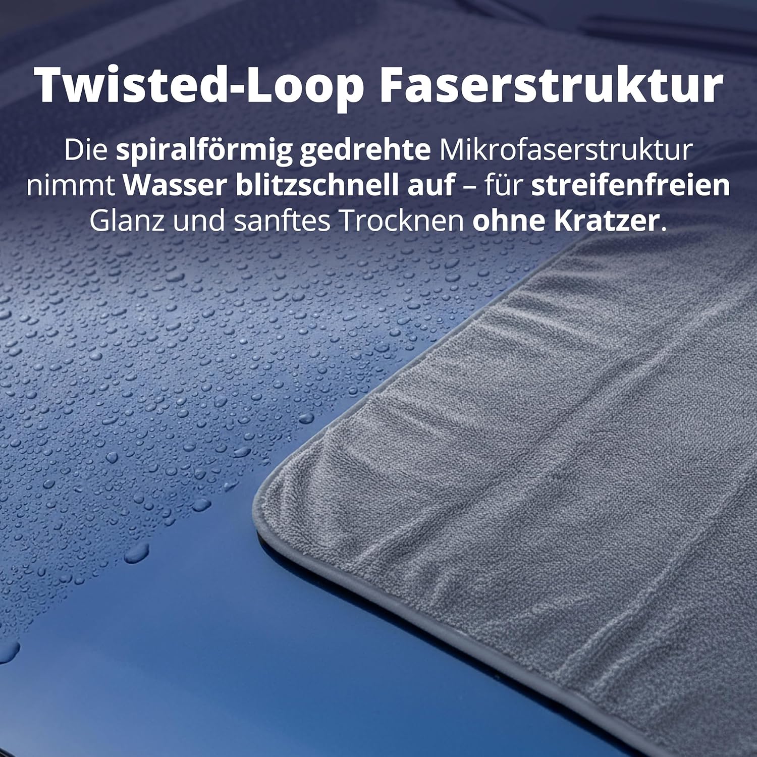 Detalle de LICARGO Auto Trockentuch XXL 90×60 cm – 550 GSM Twisted Loop Mikrofasertuch für streifenfreien Glanz