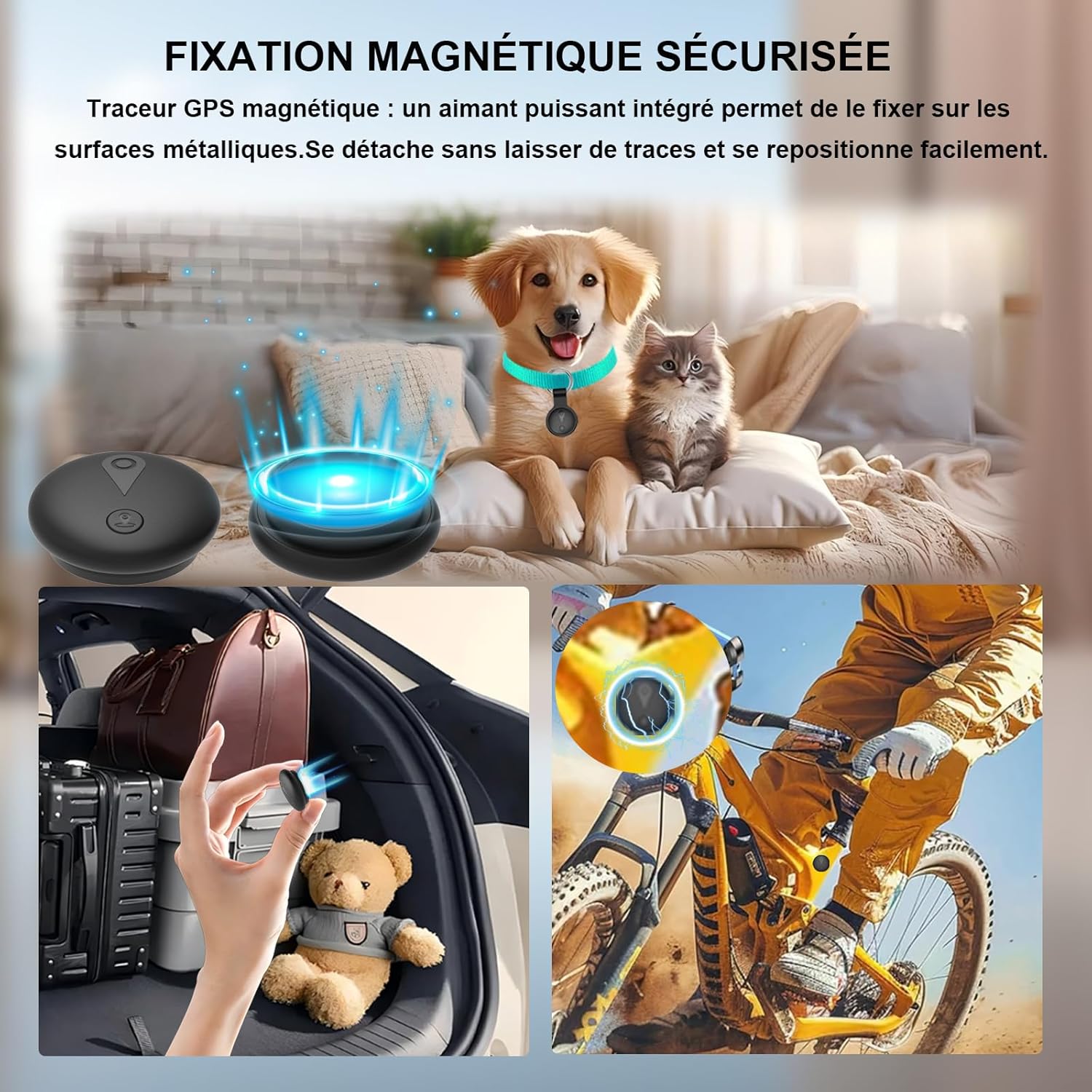 Detalle de Traceur GPS Voiture Magnétique – Traceur sans abonnement, IP67, Bluetooth et localisation en temps réel