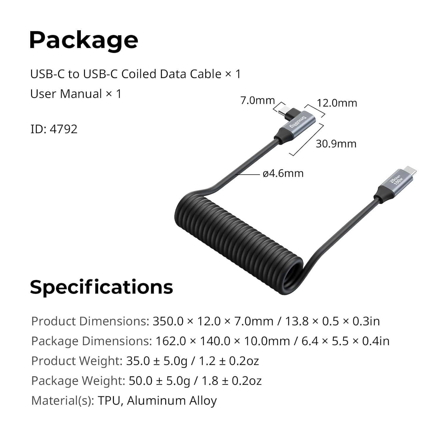 Thumbnail 6 de SMALLRIG 4792 USB‑C Spiralkabel 100 W