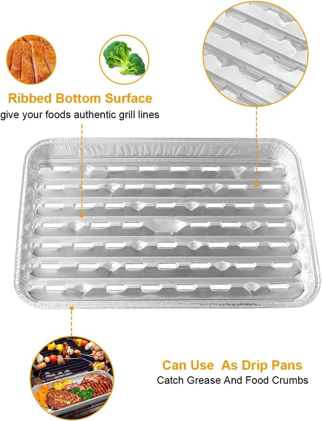 Thumbnail 5 de CHAMSUREUK 30-Pack Disposable Barbecue Trays (34 x 23 x 2.8cm) perforated aluminium foil grill containers